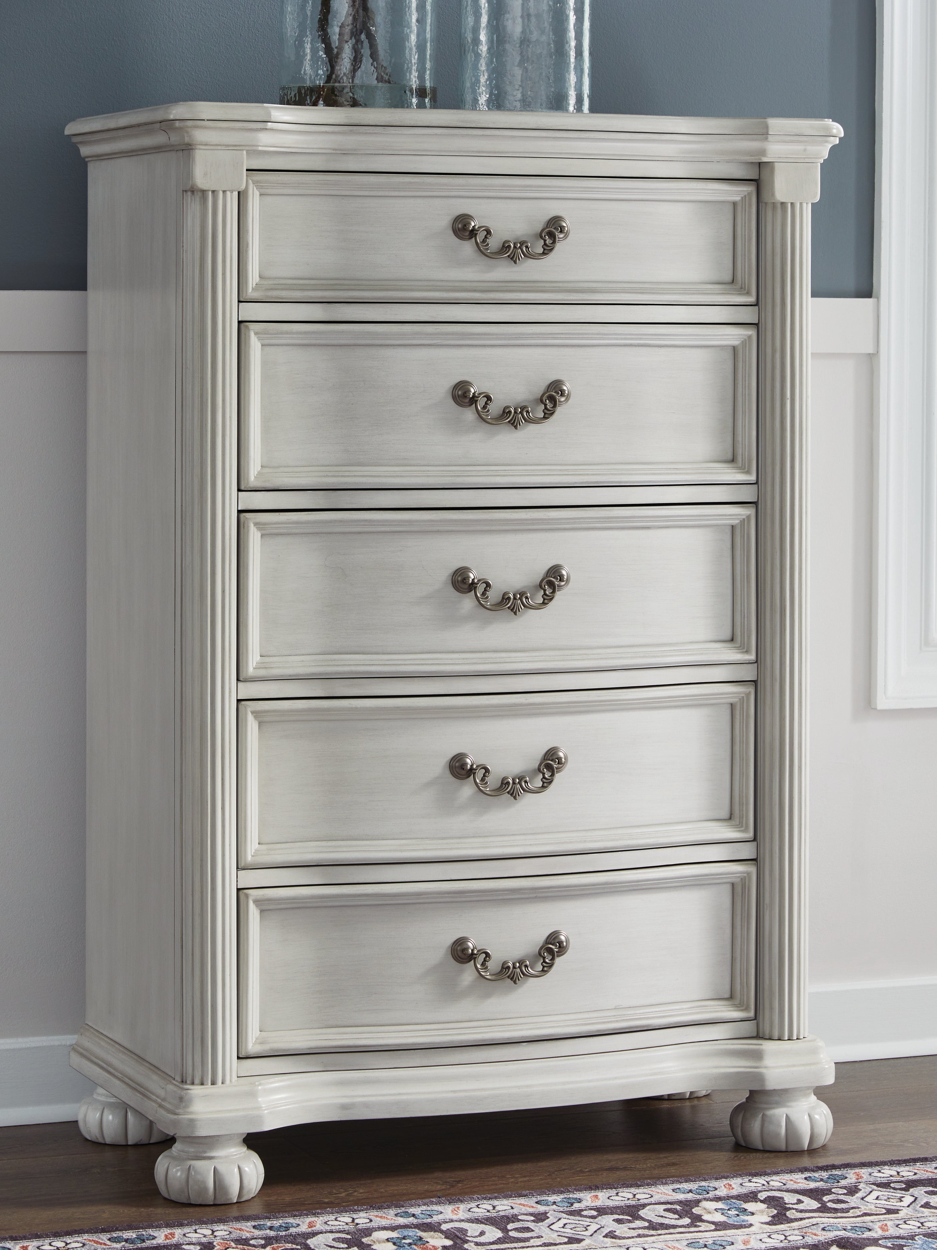 Floridian Furniture - Ashley Furniture - Montelaine Bedroom - Five Drawer Chest / Antique White - B795-46
