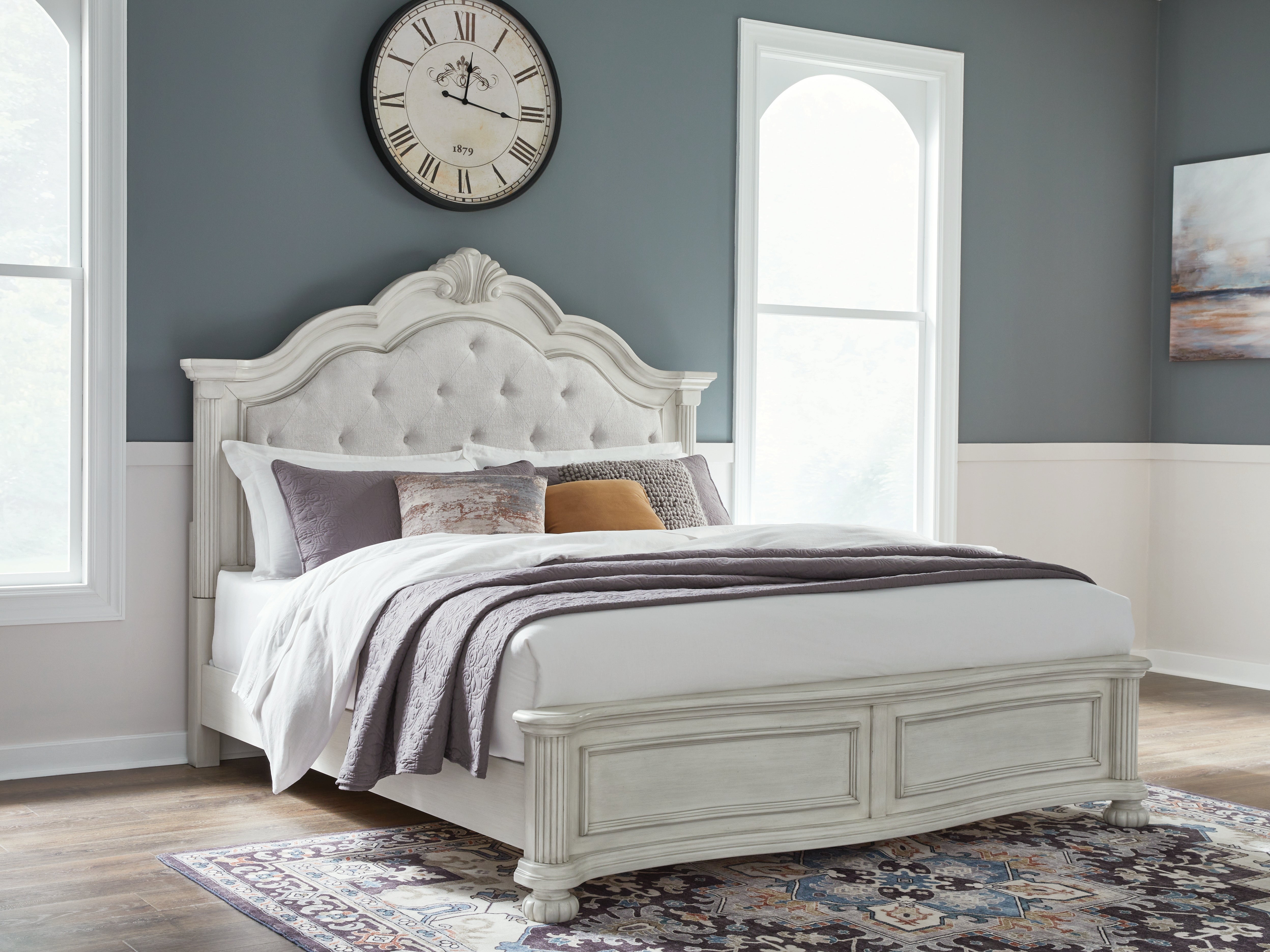 Floridian Furniture - Ashley Furniture - Montelaine Bedroom - California King Upholstered Panel Bed / Antique White - B795B7