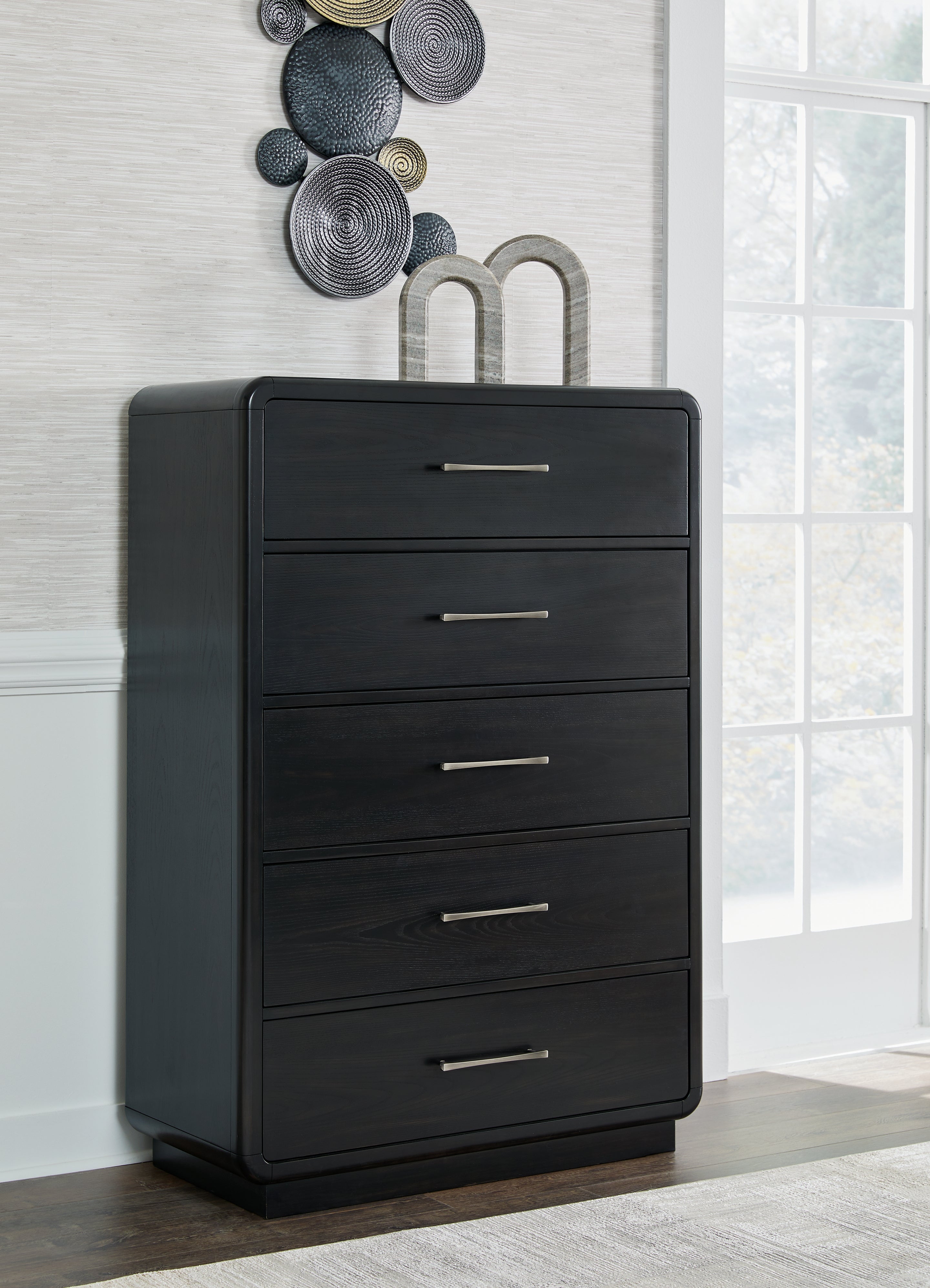 Floridian Furniture - Ashley Furniture - Rowanbeck Bedroom - Five Drawer Chest / Black - B821-46