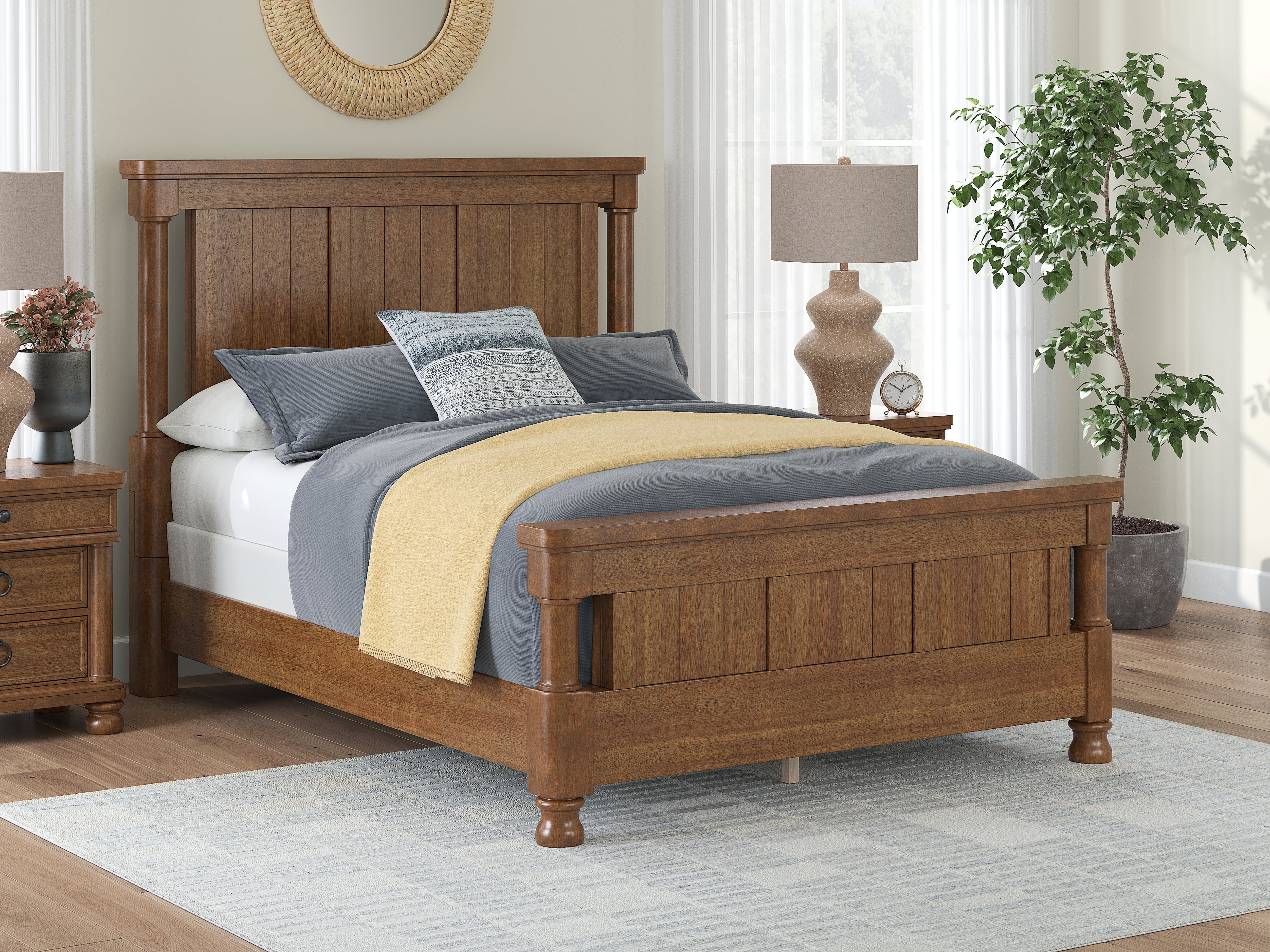 Floridian Furniture - Ashley Furniture - Rowlenstown Bedroom - Queen Poster Bed / Brown - PCB824B2