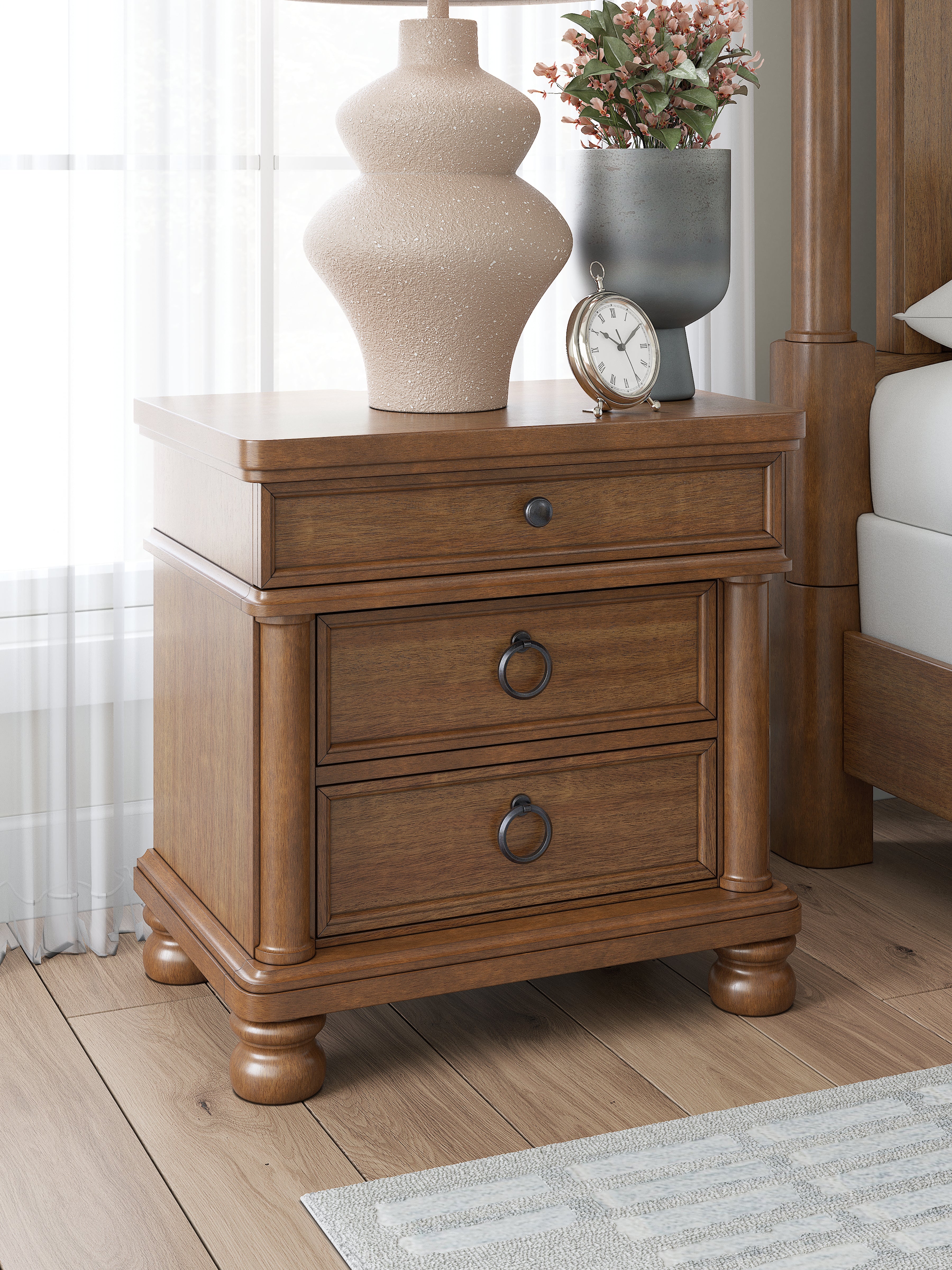 Floridian Furniture - Ashley Furniture - Rowlenstown Bedroom - Three Drawer Night Stand / Brown - PCB824-93