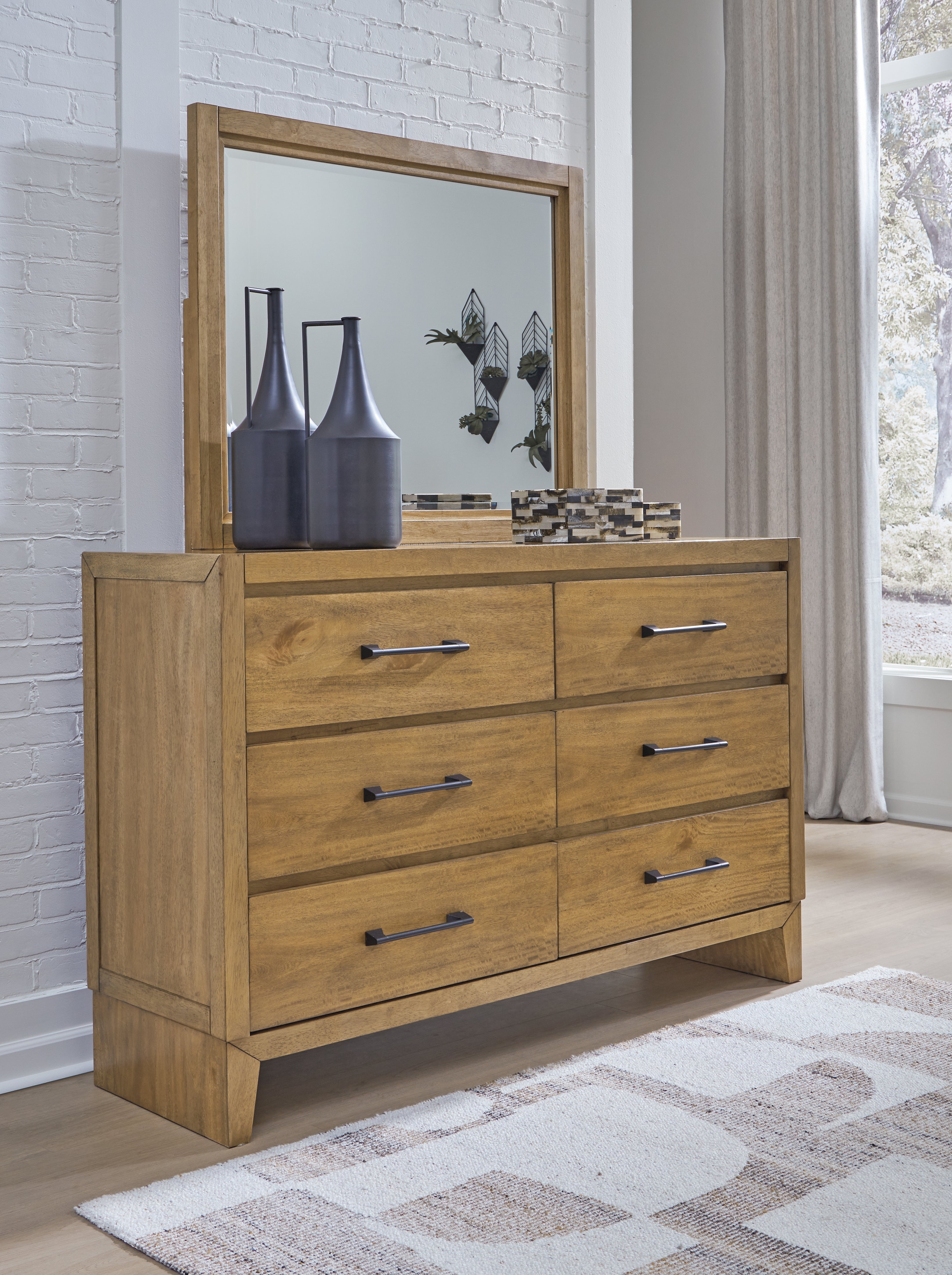 Floridian Furniture - Ashley Furniture - Sherbana Bedroom - Dresser and Mirror / Light Brown - B833B1