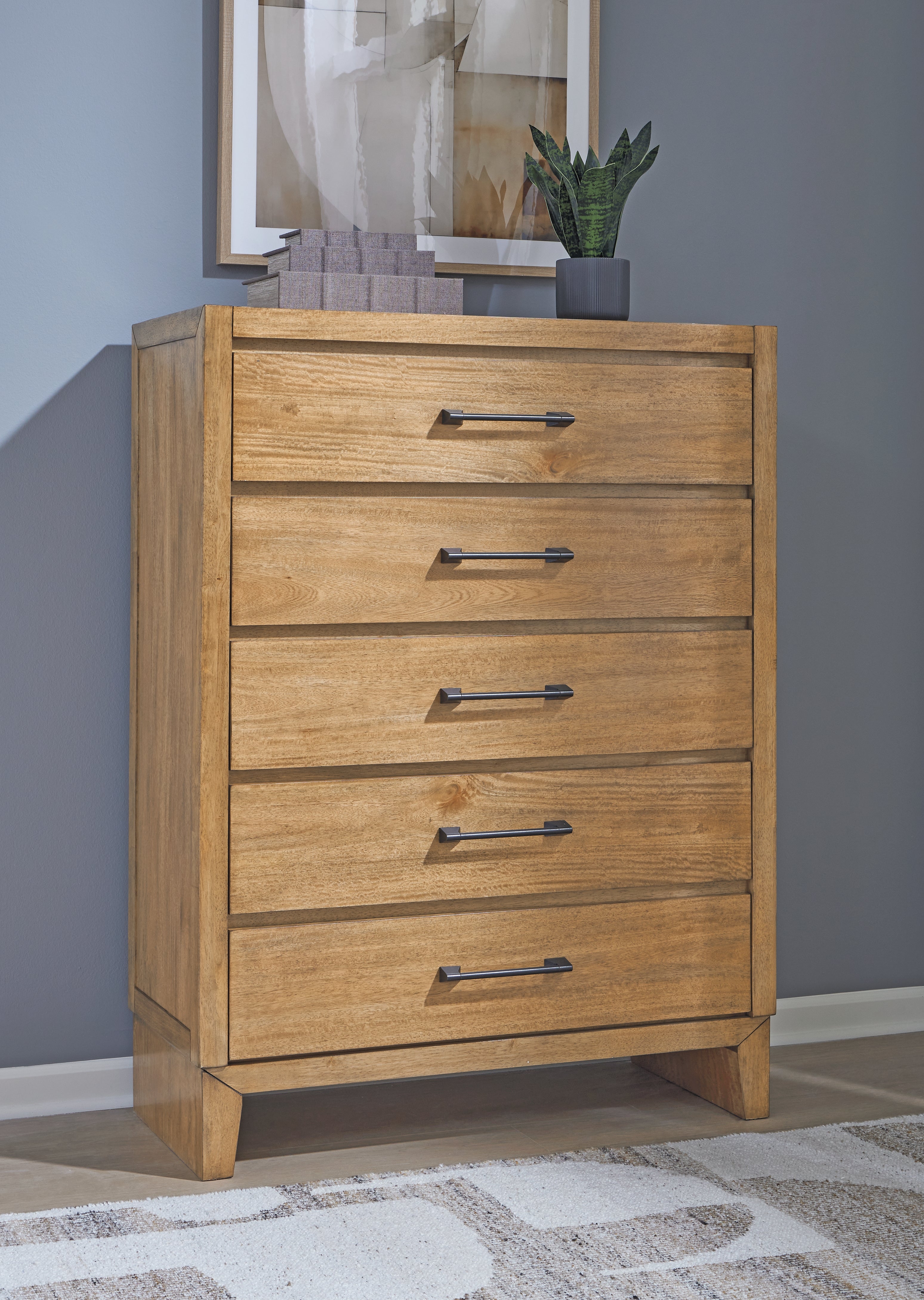 Floridian Furniture - Ashley Furniture - Sherbana Bedroom - Five Drawer Chest / Light Brown - B833-46