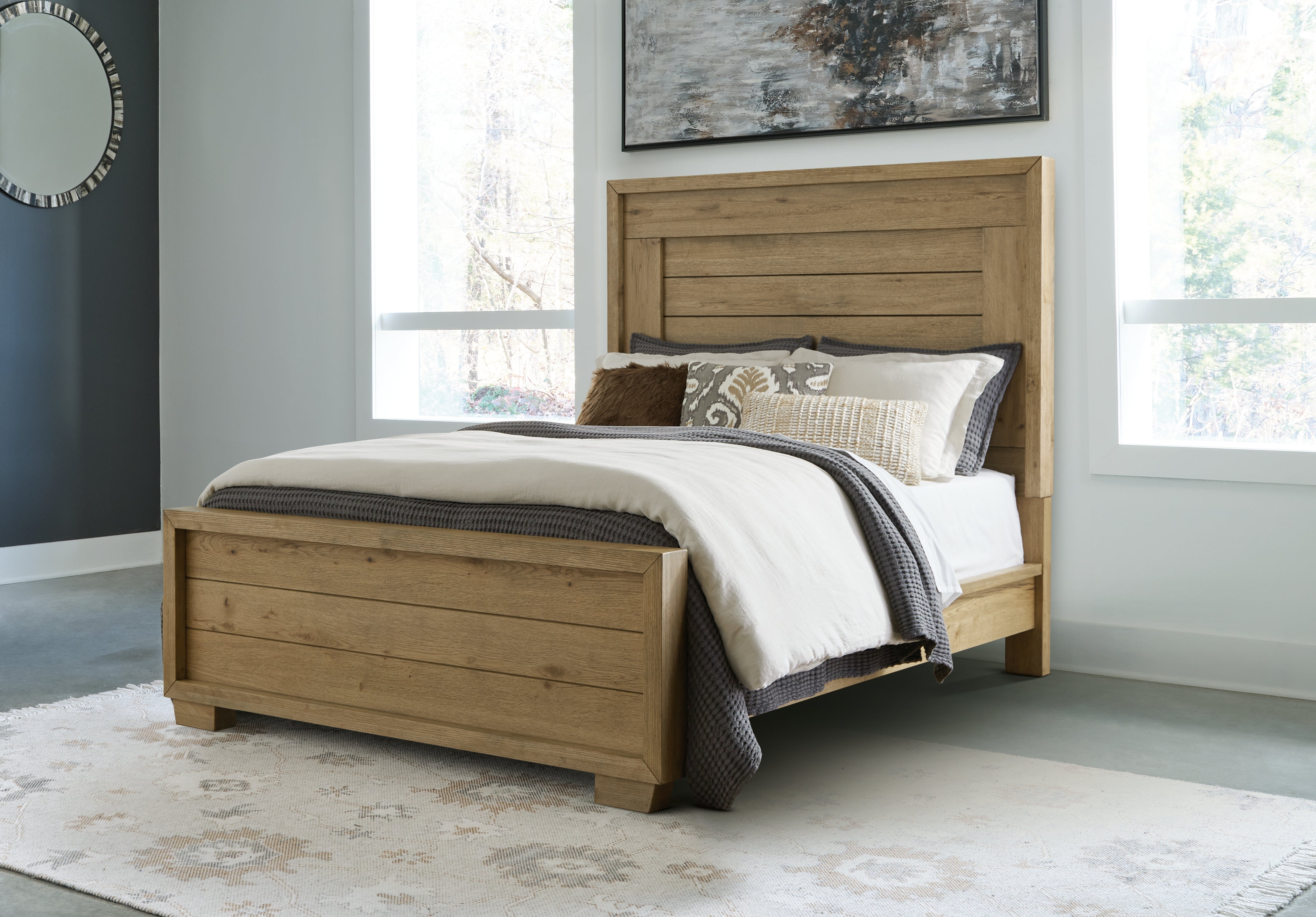 Floridian Furniture - Ashley Furniture - Galliden Bedroom - Queen Panel Bed / Light Brown - B841B2