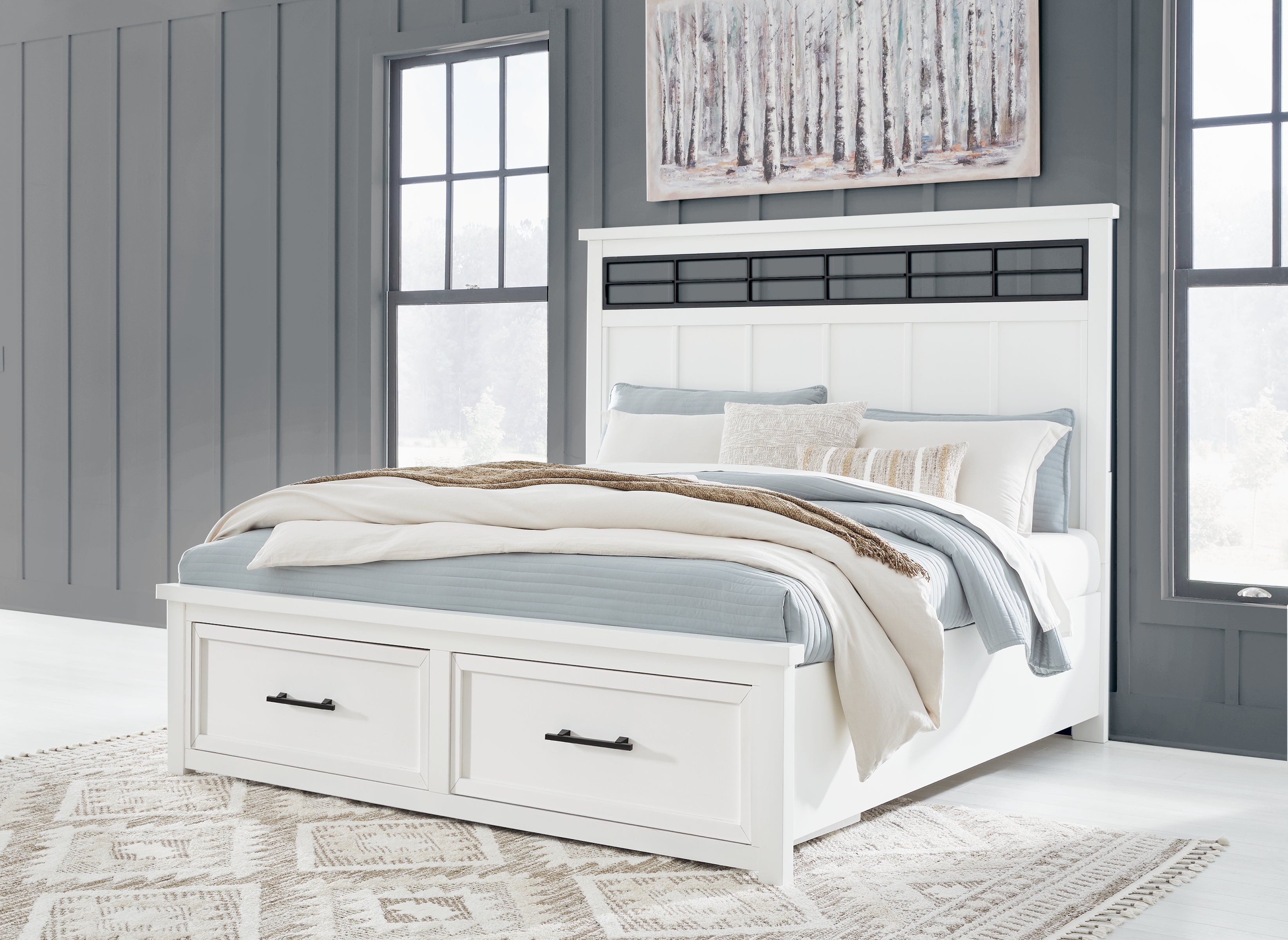 Floridian Furniture - Ashley Furniture - Ashbryn Bedroom - California King Panel Storage Bed / White/Natural - B844B5