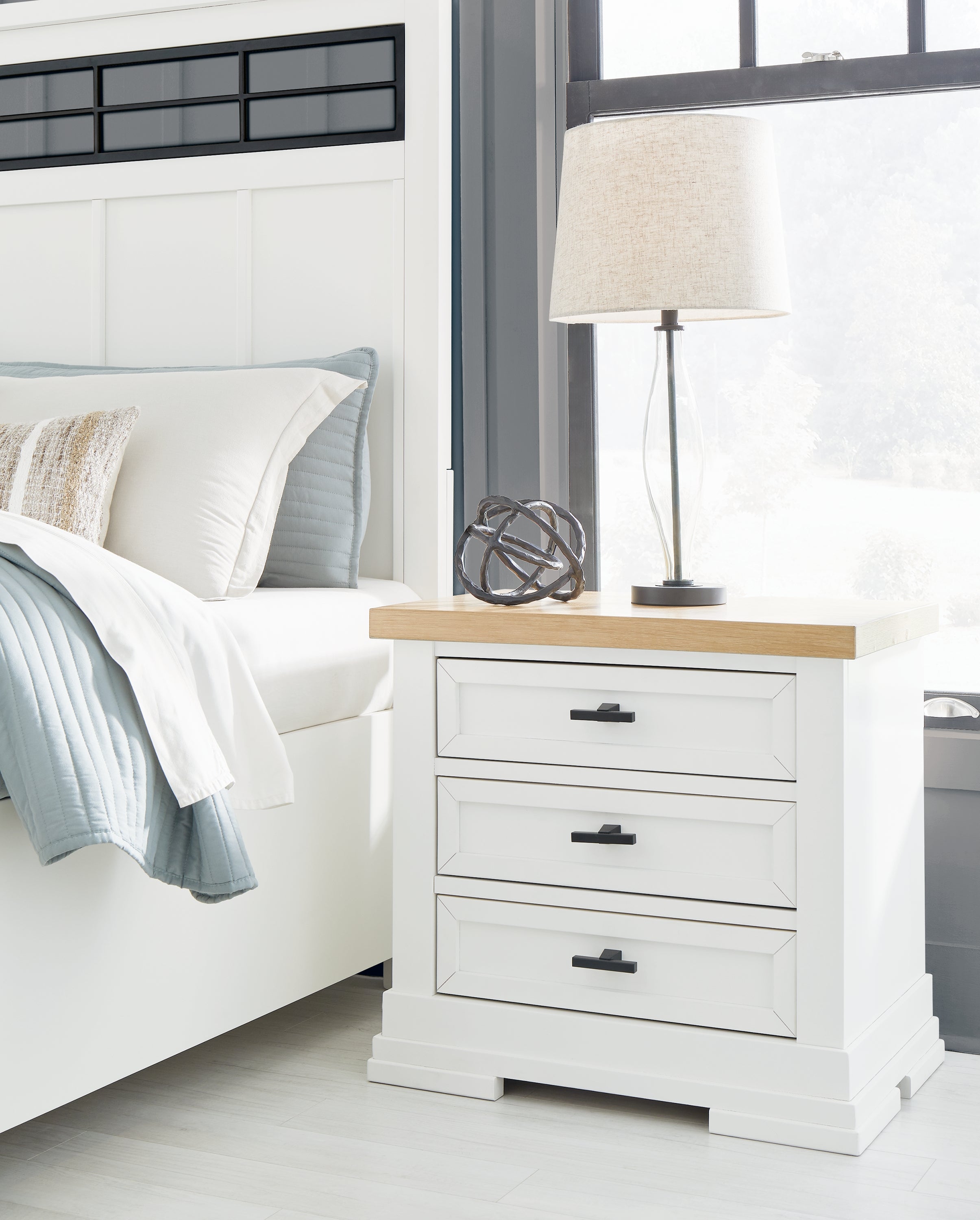 Floridian Furniture - Ashley Furniture - Ashbryn Bedroom - Three Drawer Night Stand / White/Natural - B844-93