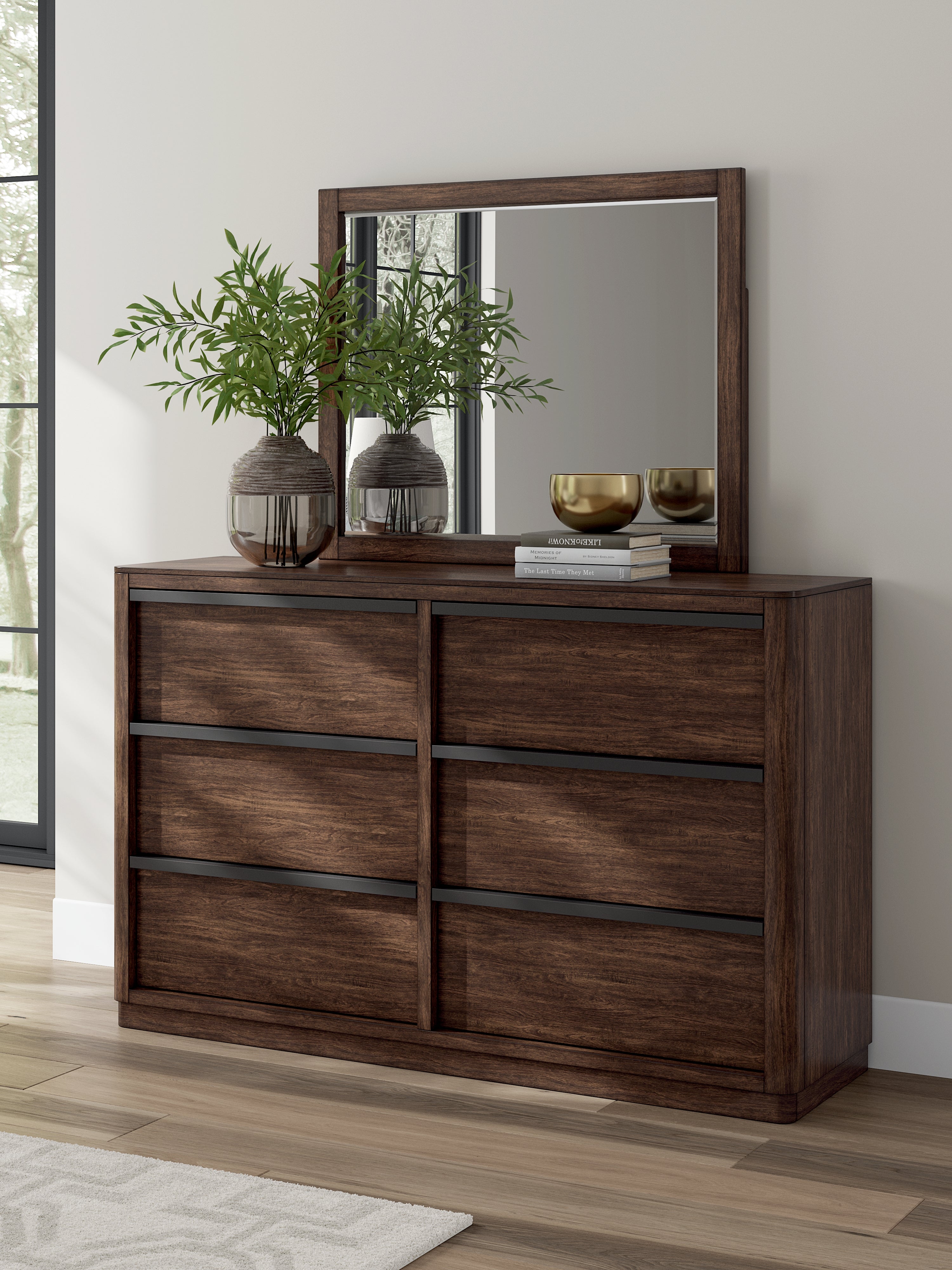 Floridian Furniture - Ashley Furniture - Dilenno Bedroom - Dresser and Mirror / Dark Brown - PCB857B1