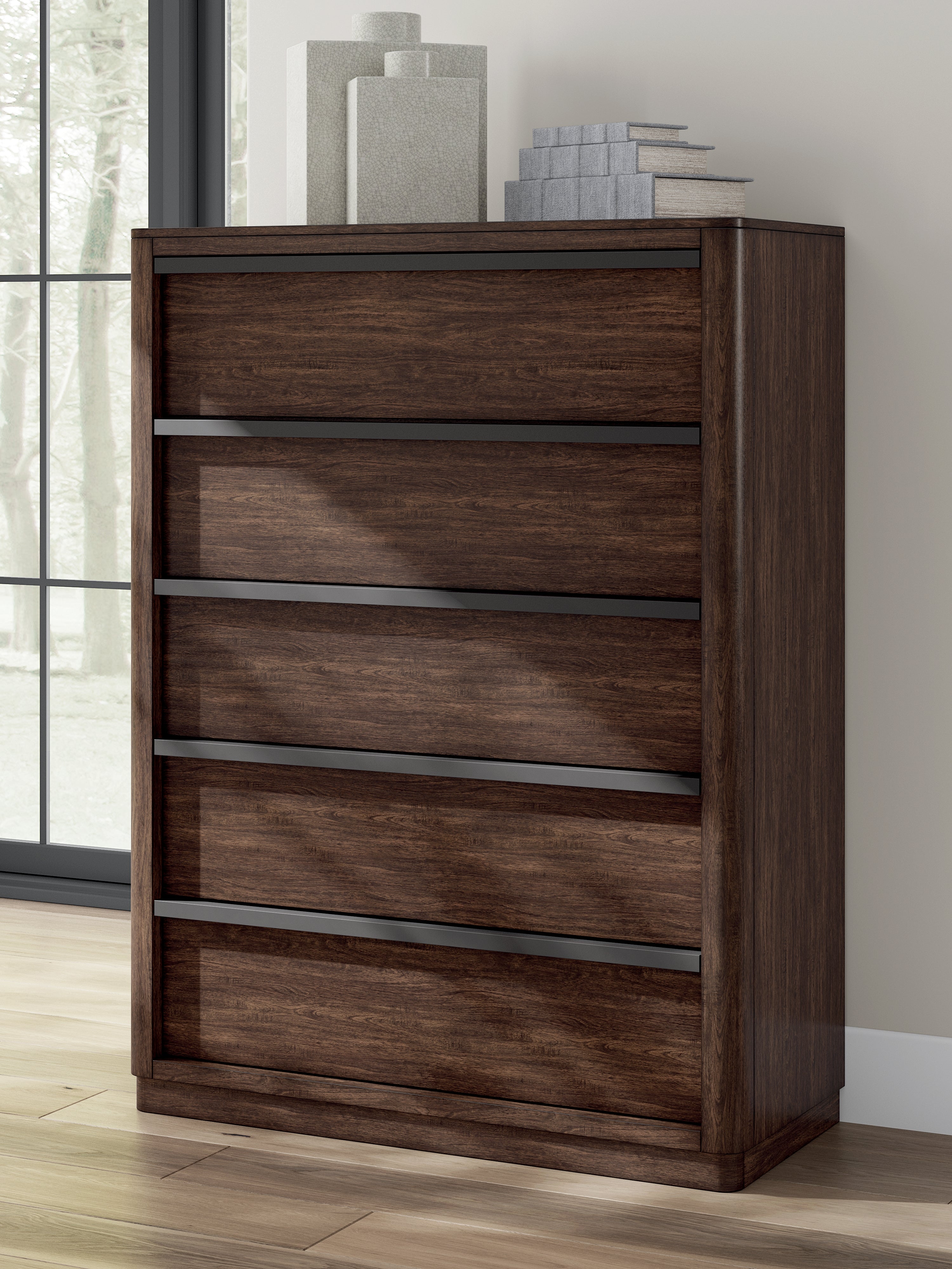 Floridian Furniture - Ashley Furniture - Dilenno Bedroom - Five Drawer Chest / Dark Brown - PCB857-46