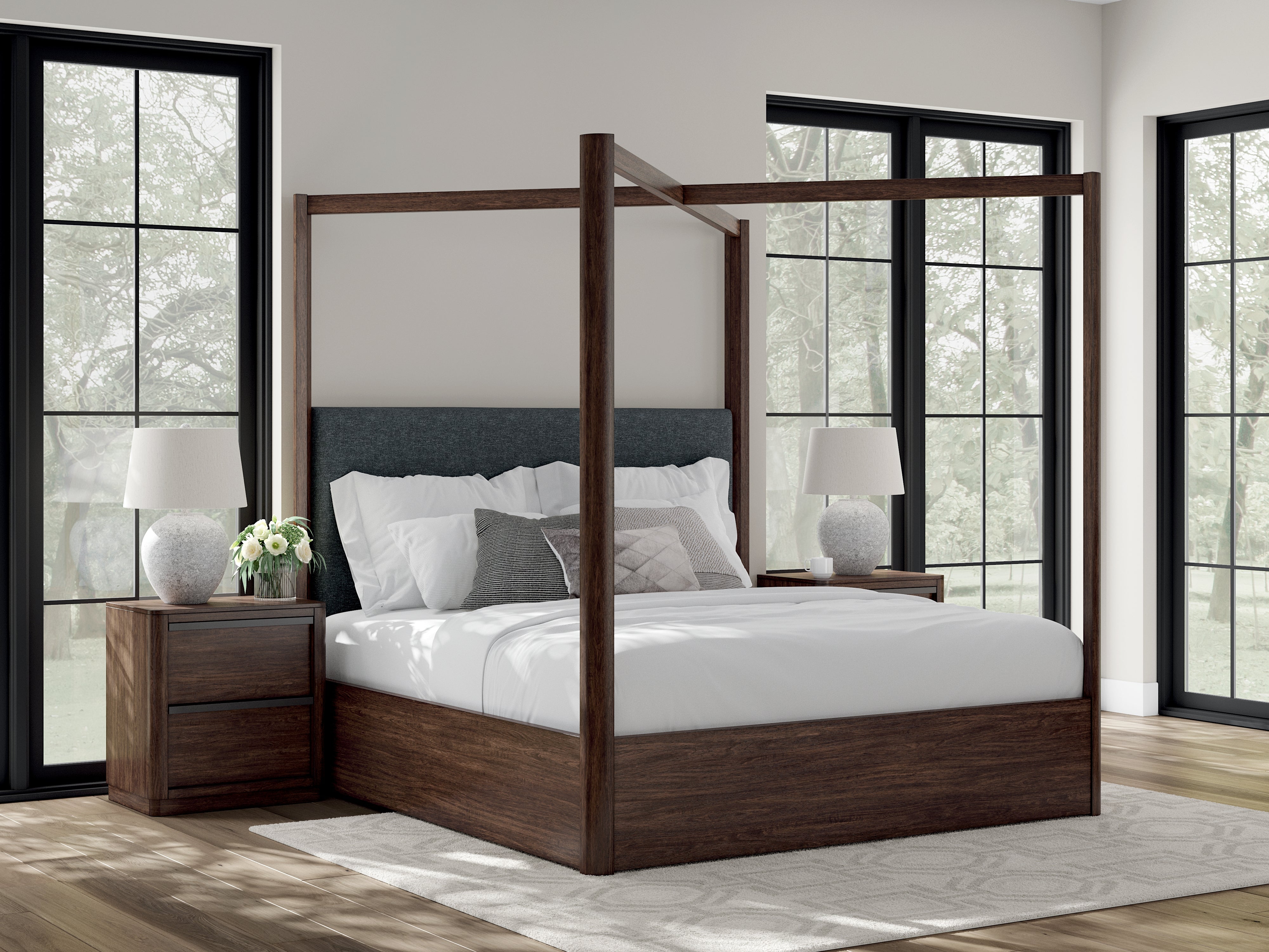 Floridian Furniture - Ashley Furniture - Dilenno Bedroom - King Canopy Bed / Dark Brown - PCB857B6