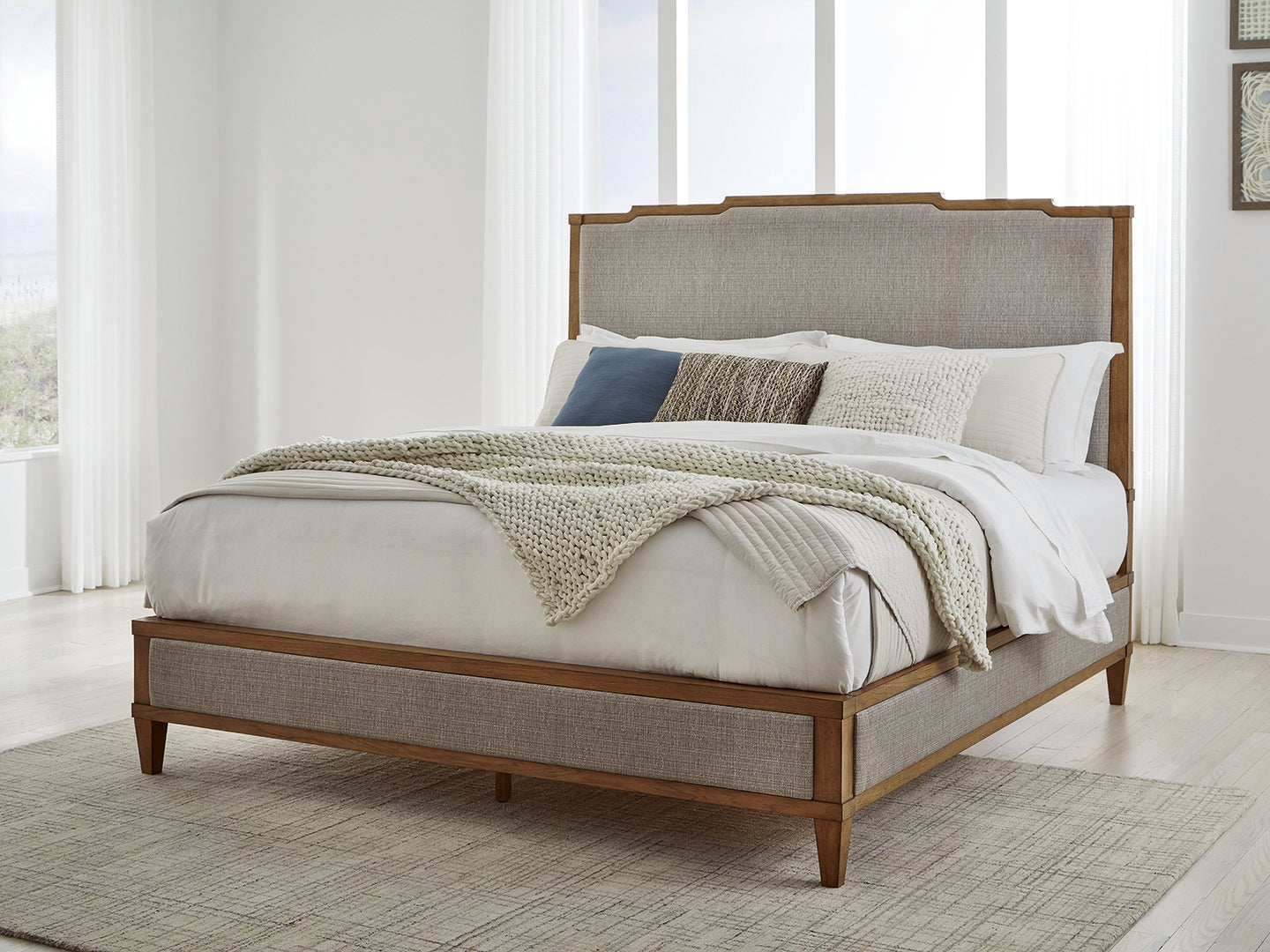 Floridian Furniture - Ashley Furniture - Sharlance Bedroom - King Upholstered Panel Bed / Light Brown - B895B6