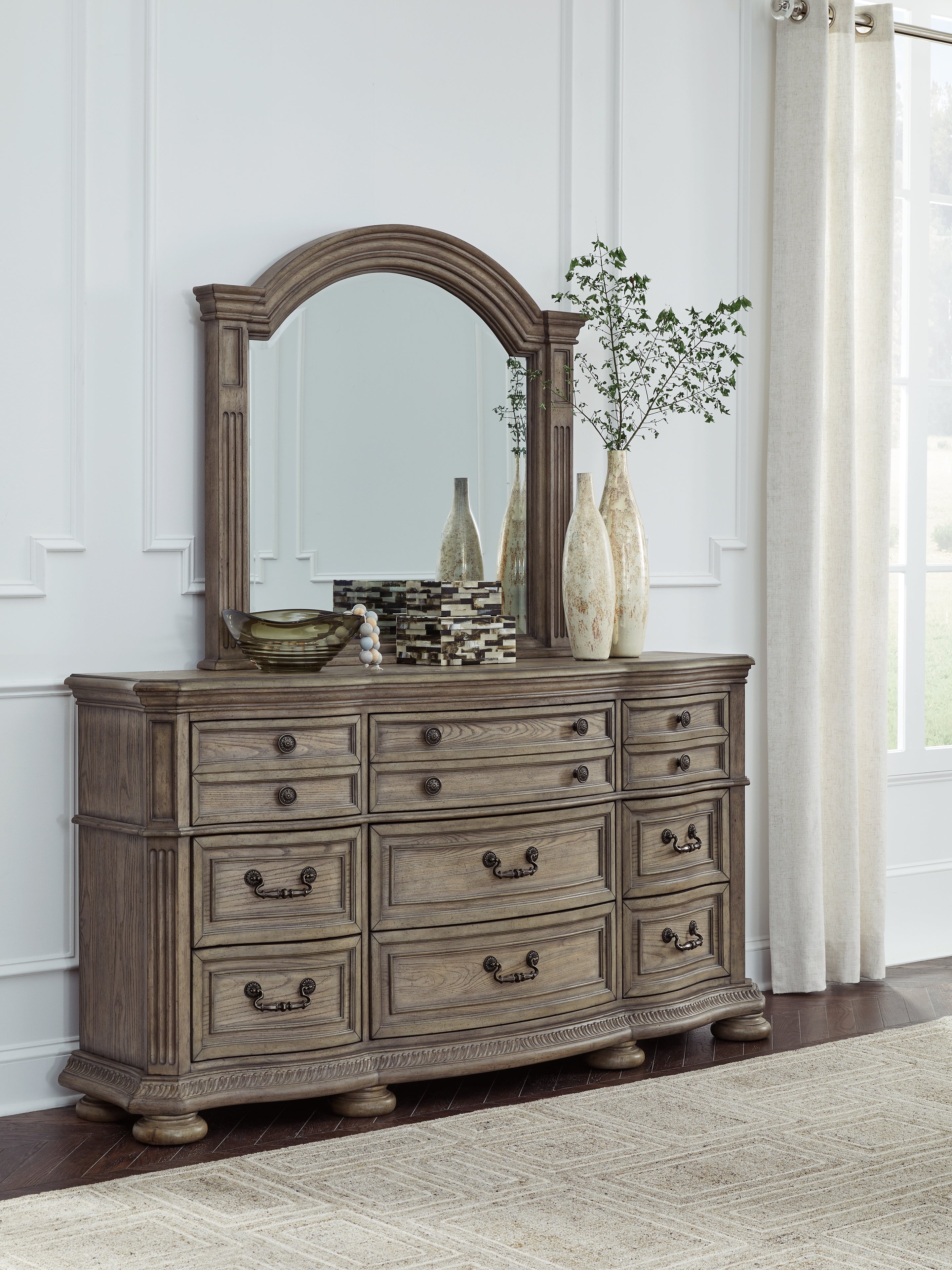 Floridian Furniture - Ashley Furniture - Ardenfield Bedroom - Dresser and Mirror / Light Brown - B944B1