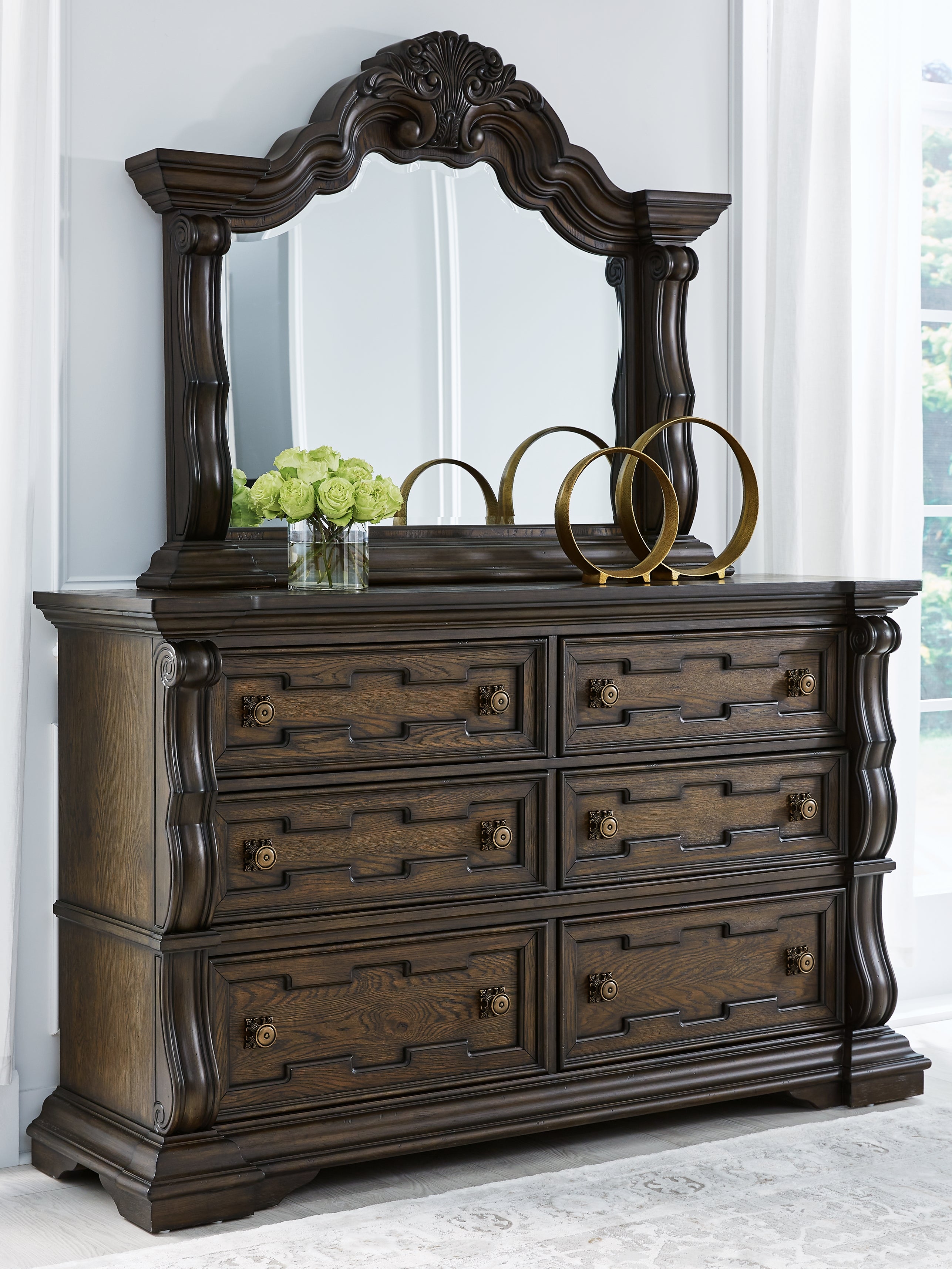 Floridian Furniture - Ashley Furniture - Maylee Bedroom - Dresser and Mirror / Dark Brown - B947B1