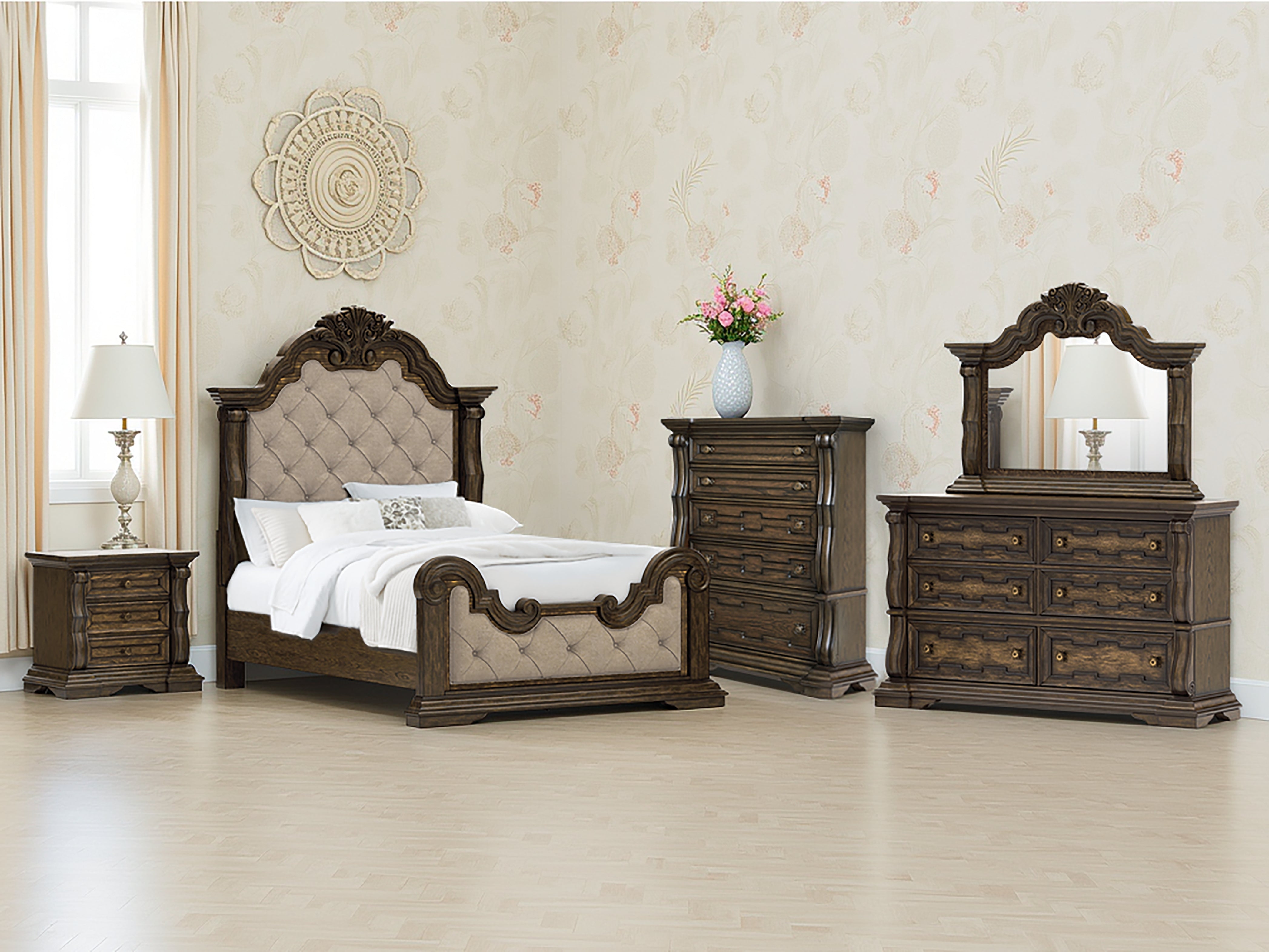 Floridian Furniture - Ashley Furniture - Maylee Bedroom - Queen Upholstered Bed / Dark Brown - B947B2