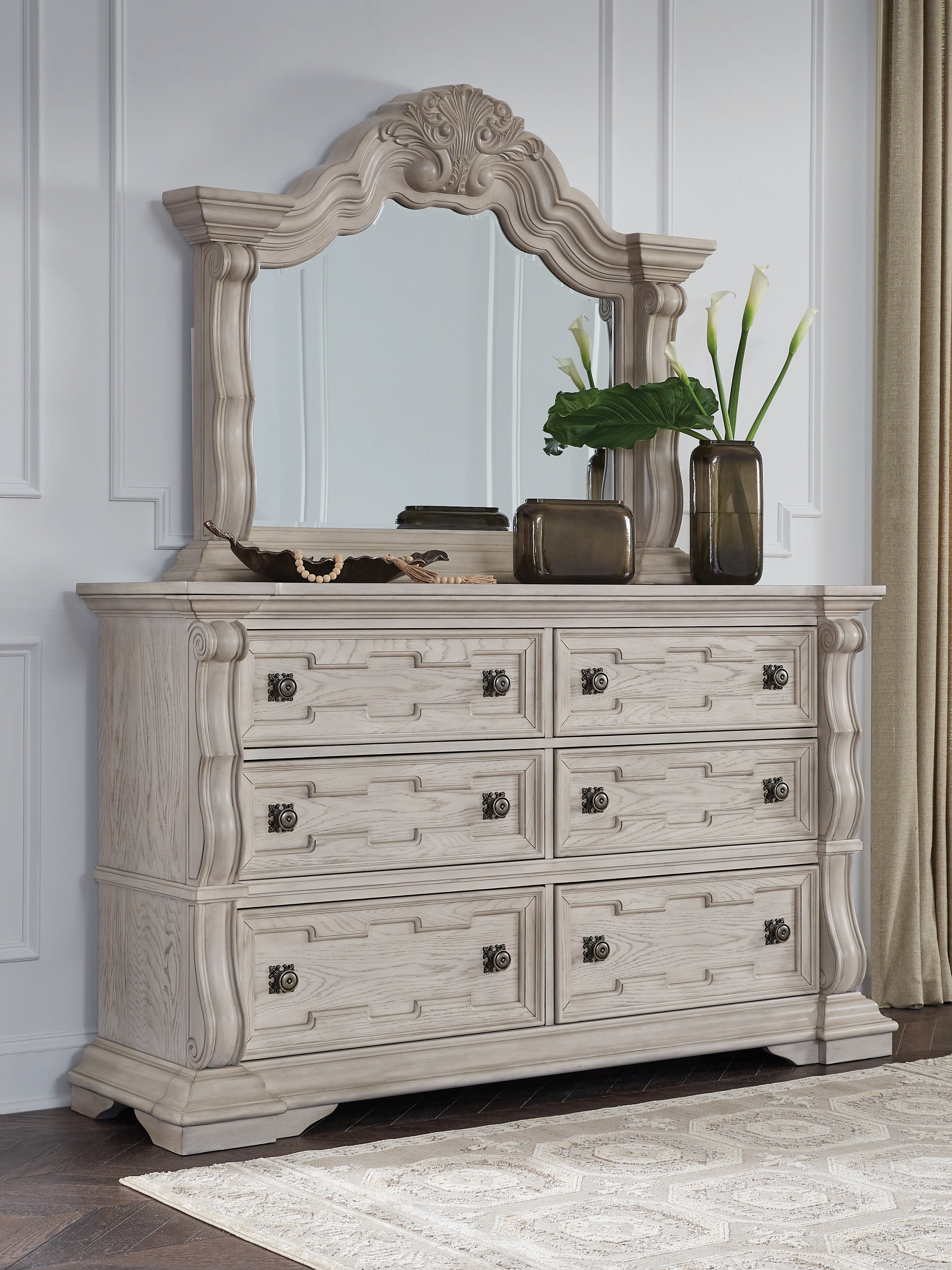 Floridian Furniture - Ashley Furniture - Bruchandi Bedroom - Dresser and Mirror / Antique White - PCB948B1