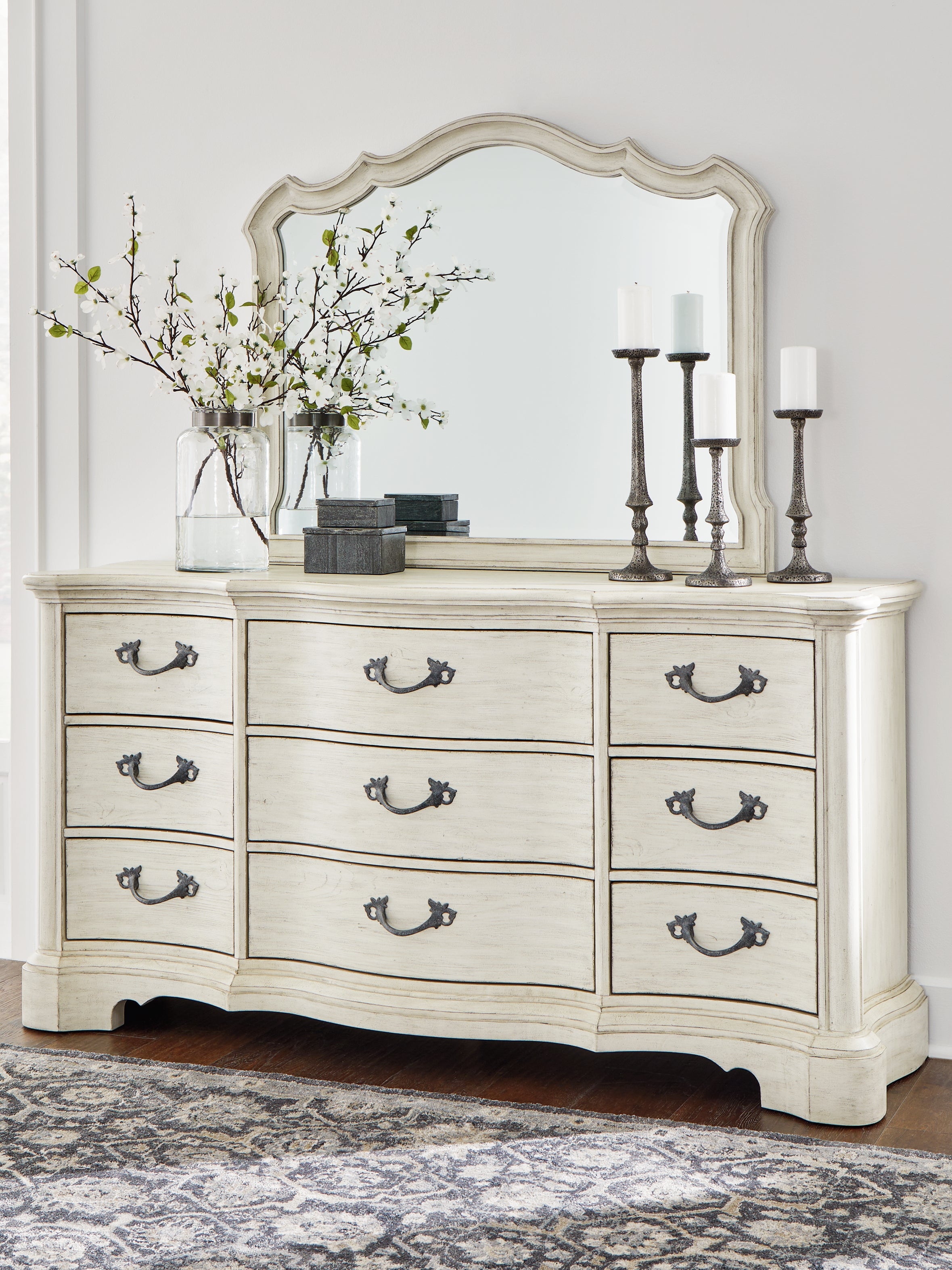 Floridian Furniture - Ashley Furniture - Arlendyne Bedroom - Dresser and Mirror / Antique White - B980B1