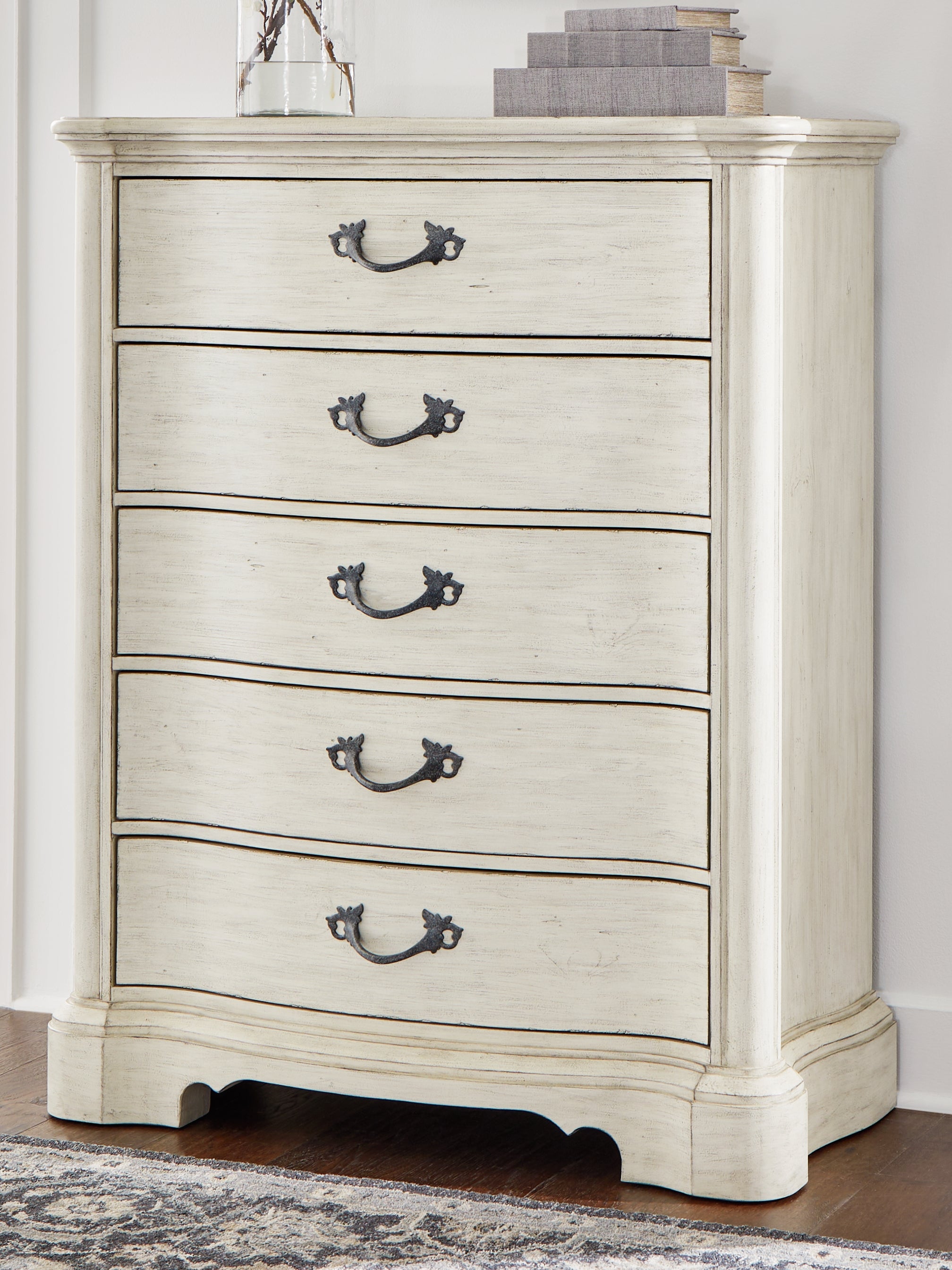 Floridian Furniture - Ashley Furniture - Arlendyne Bedroom - Five Drawer Chest / Antique White - B980-46