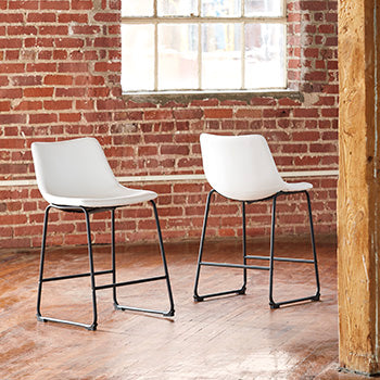 Floridian Furniture - Ashley Furniture - Centiar Dining Room - Counter Height Bar Stool (Set of 2) / White - D372-724X2