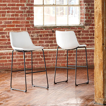 Floridian Furniture - Ashley Furniture - Centiar Dining Room - Pub Height Bar Stool (Set of 2) / White - D372-730X2