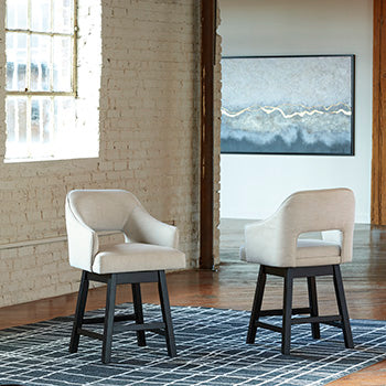 Floridian Furniture - Ashley Furniture - Tallenger Dining Room - Counter Height Bar Stool (Set of 2) / Linen/Brown - D380-724X2