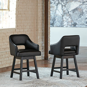 Floridian Furniture - Ashley Furniture - Tallenger Dining Room - Counter Height Bar Stool (Set of 2) / Black/Dark Brown - D380-924X2