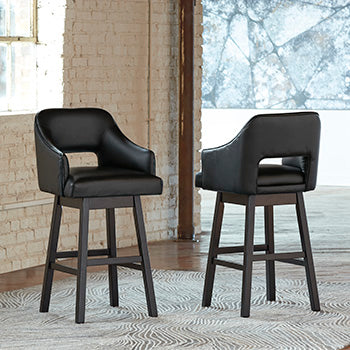 Floridian Furniture - Ashley Furniture - Tallenger Dining Room - Bar Height Bar Stool (Set of 2) / Black/Dark Brown - D380-930X2