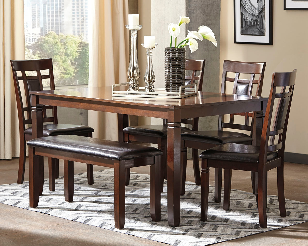 Floridian Furniture - Ashley Furniture - Bennox Dining Room - Dining Room Table Set (6/CN) / Brown - D384-325