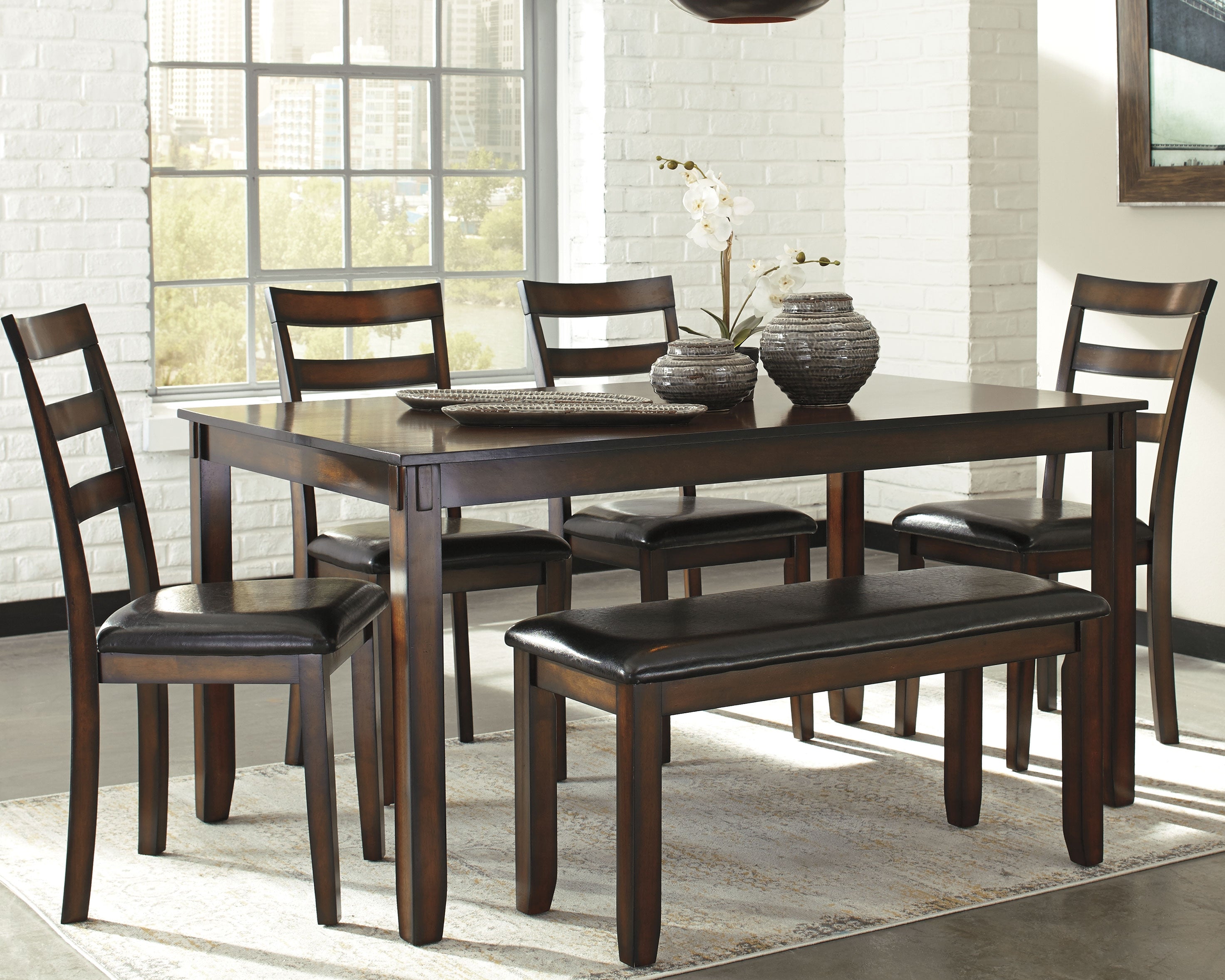 Floridian Furniture - Ashley Furniture - Coviar Dining Room - Dining Room Table Set (6/CN) / Brown - D385-325