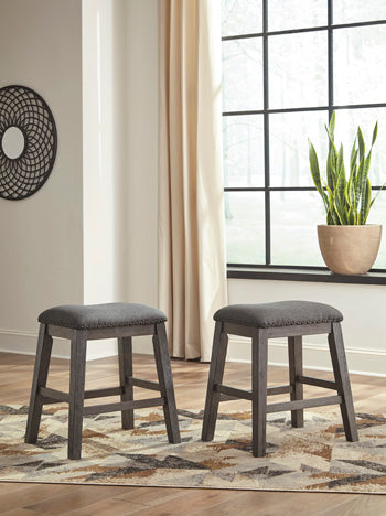 Floridian Furniture - Ashley Furniture - Caitbrook Dining Room - Counter Height Upholstered Bar Stool (Set of 2) / Gray - D388-024X2