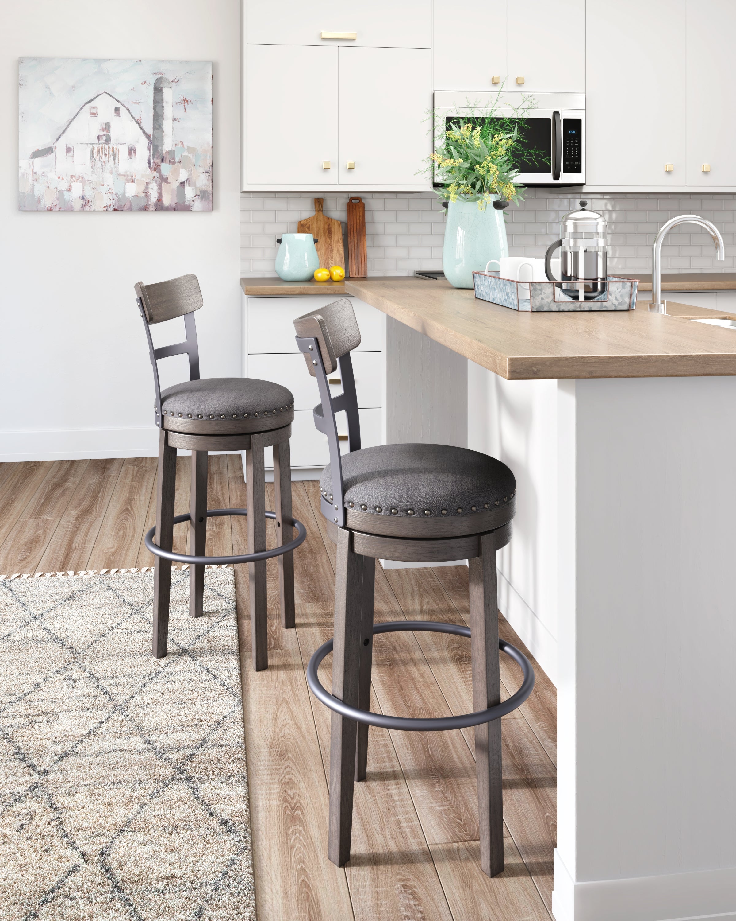Floridian Furniture - Ashley Furniture - Caitbrook Dining Room - Tall UPH Swivel Barstool(1/CN) / Gray - D388-230
