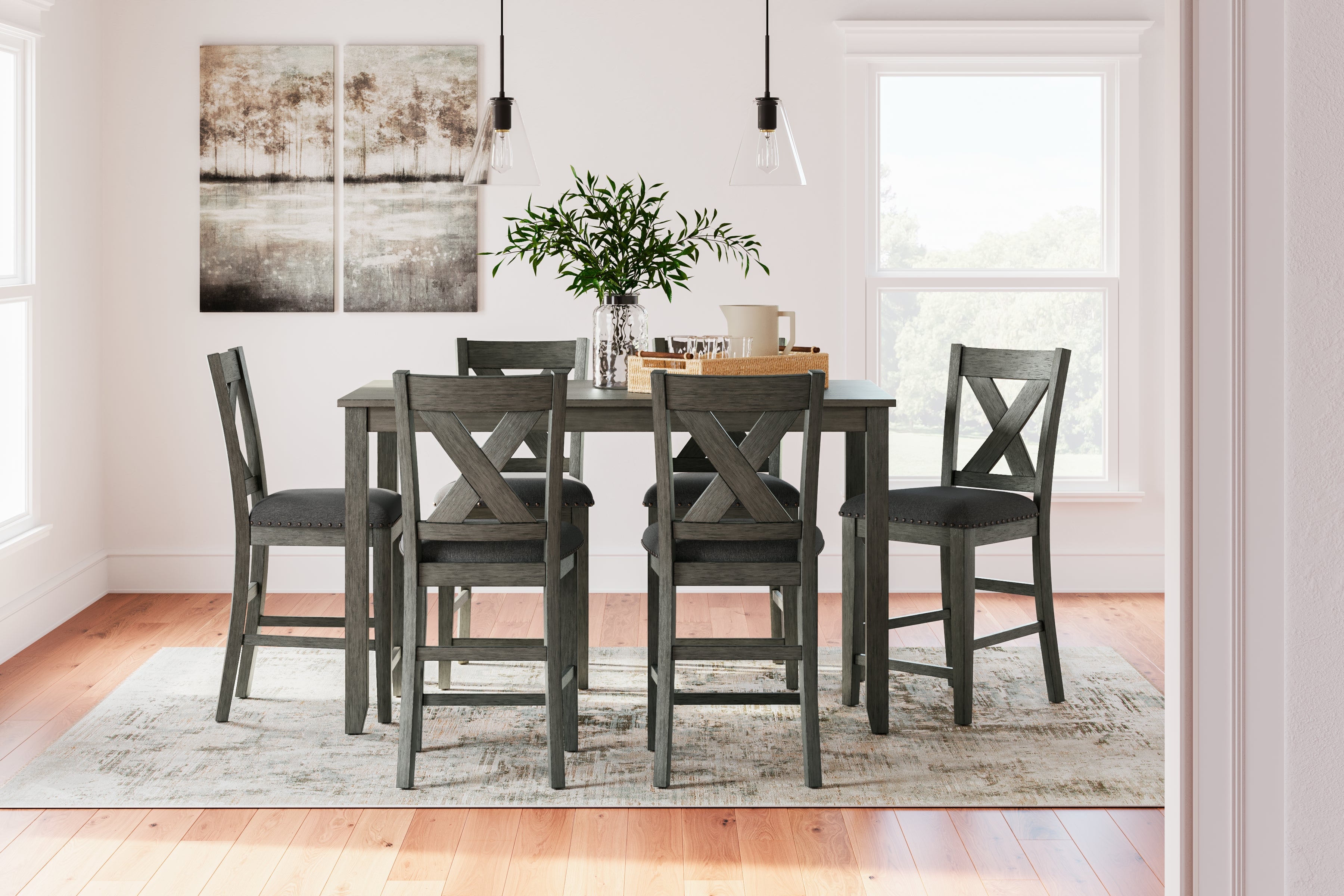 Floridian Furniture - Ashley Furniture - Caitbrook Dining Room - RECT DRM Counter TBL Set(7/CN) / Gray - D388-423