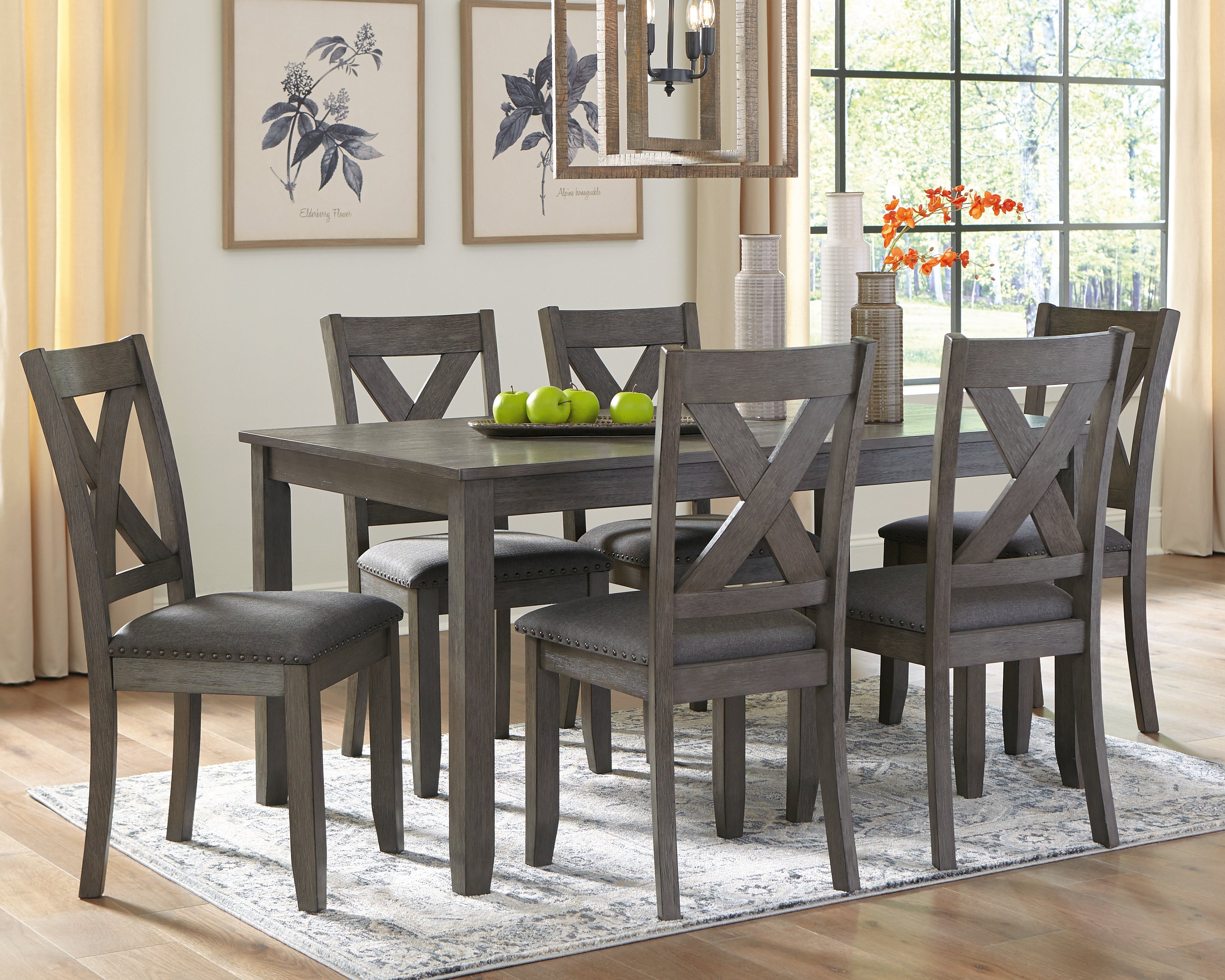 Floridian Furniture - Ashley Furniture - Caitbrook Dining Room - RECT DRM Table Set (7/CN) / Gray - D388-425