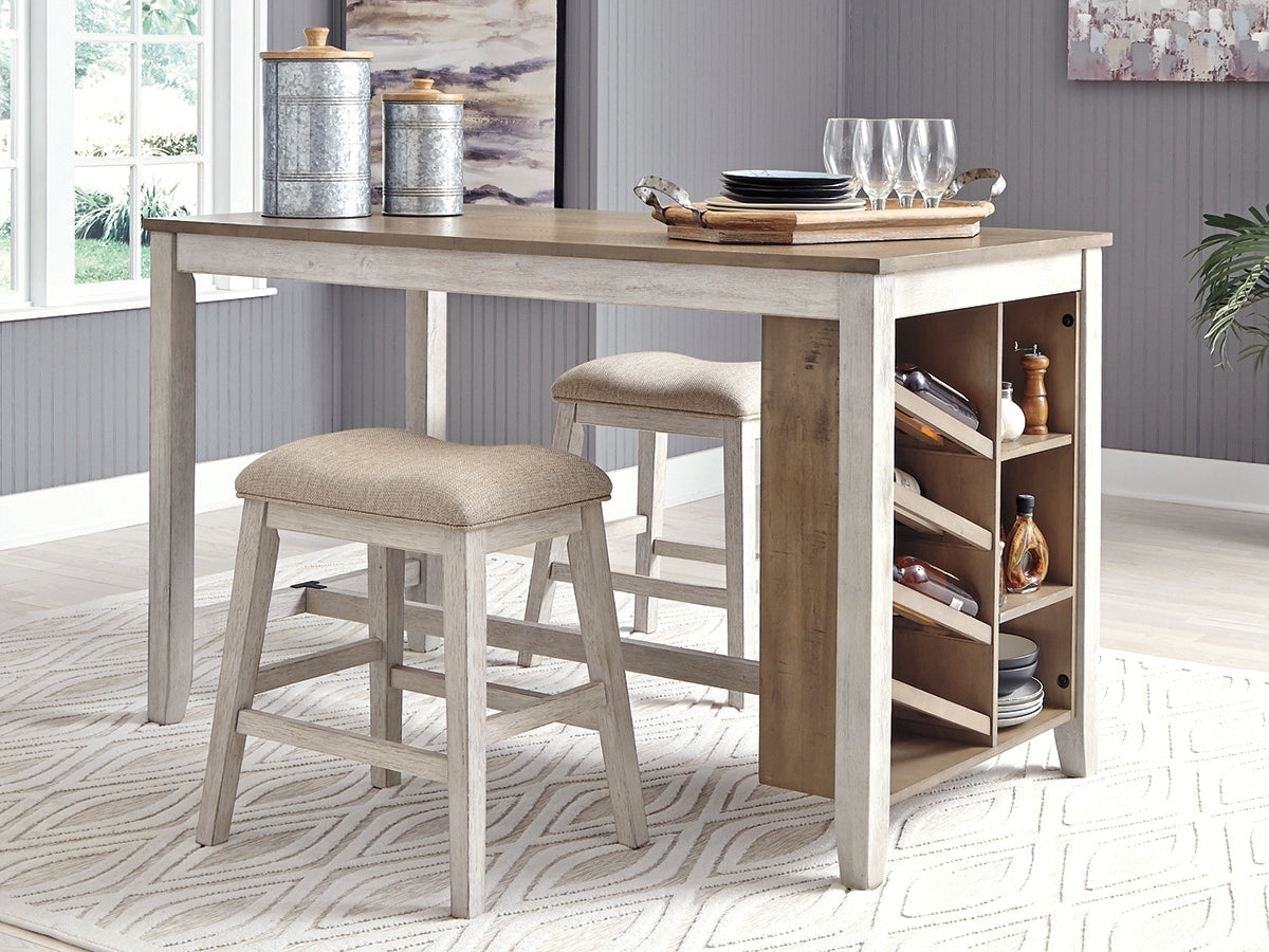Floridian Furniture - Ashley Furniture - Skempton Dining Room - RECT Counter Table w/Storage / White/Light Brown - D394-32