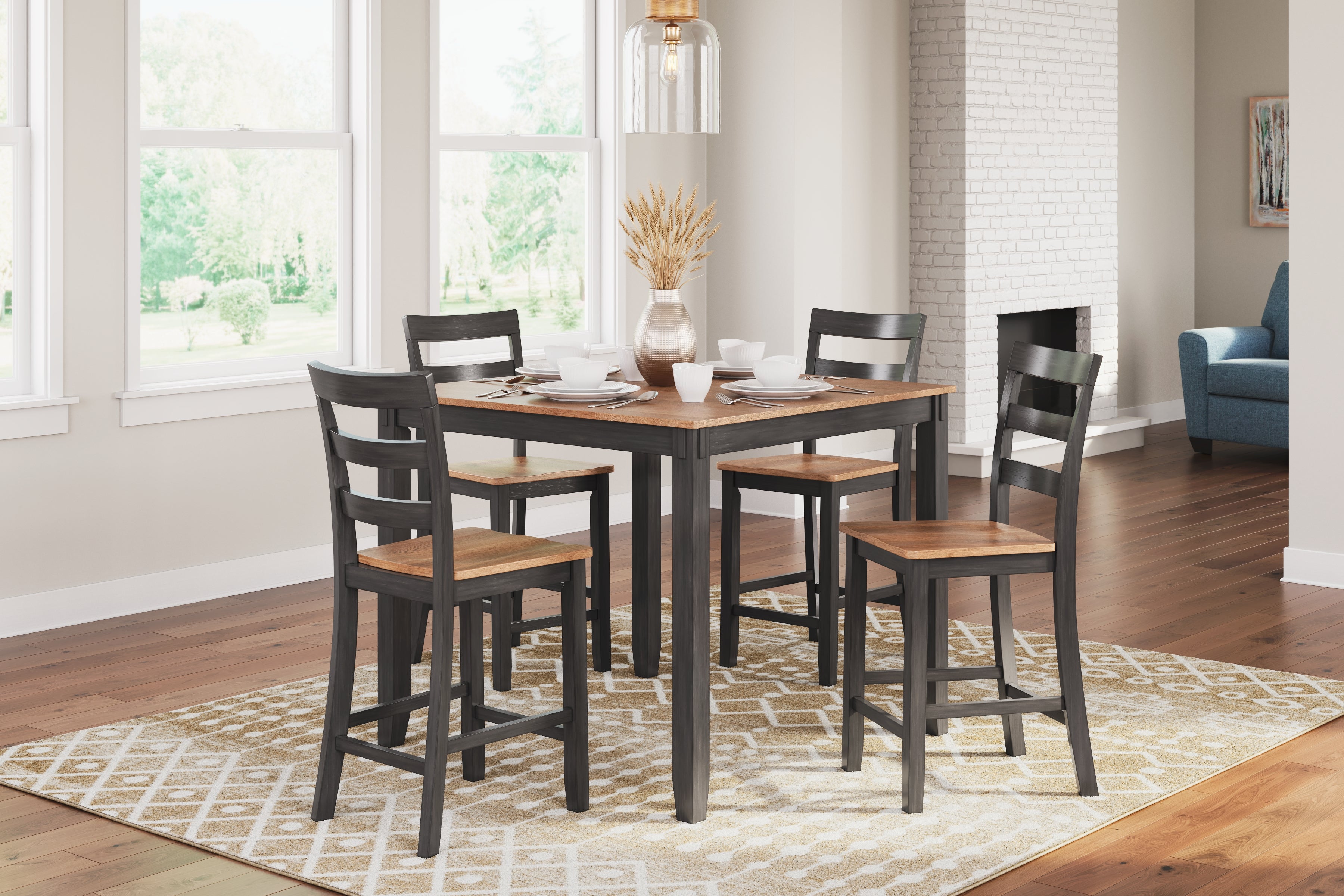 Floridian Furniture - Ashley Furniture - Gesthaven Dining Room - DRM Counter Table Set (5/CN) / Natural/Brown - D396-223