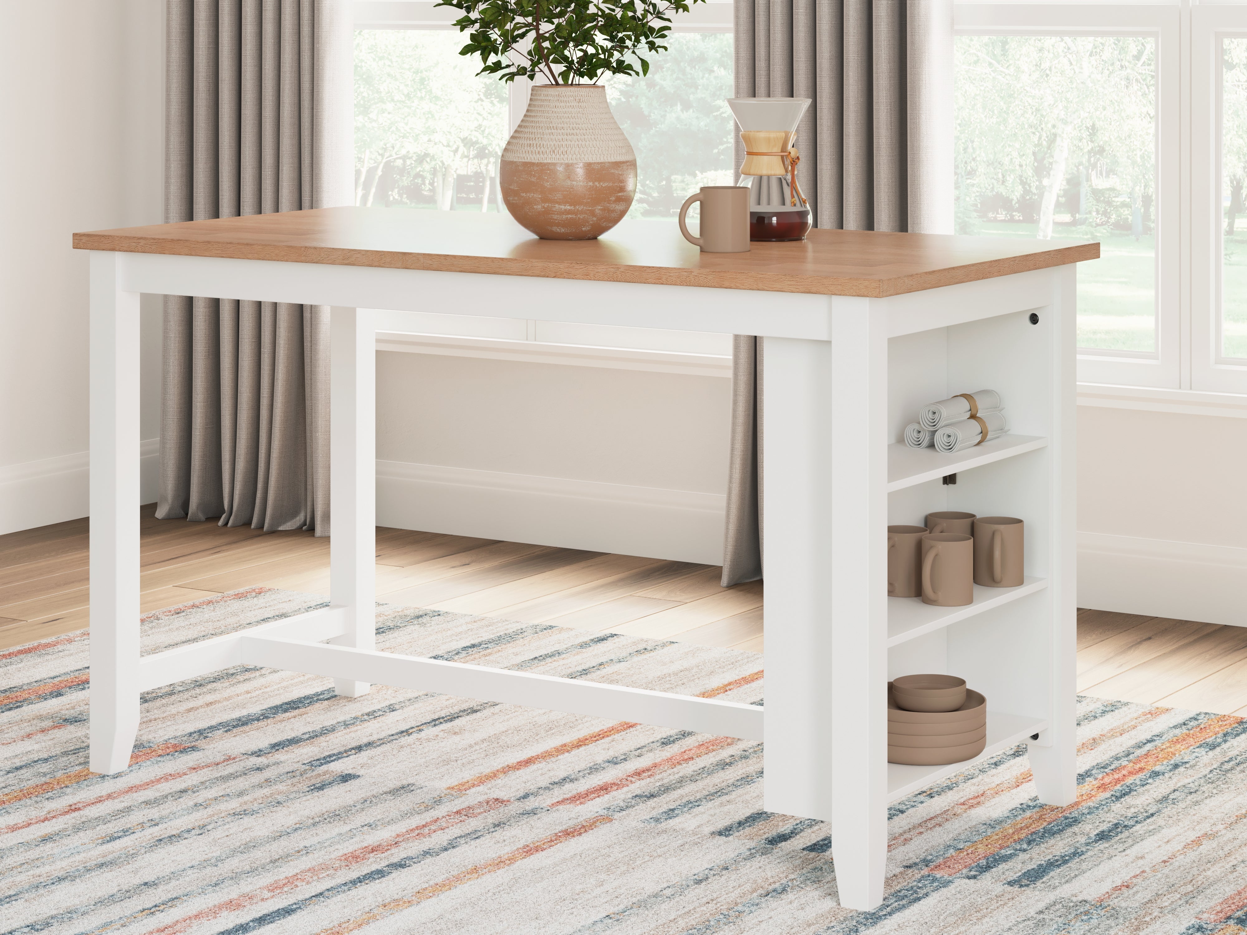 Floridian Furniture - Ashley Furniture - Gesthaven Dining Room - RECT Dining Room Counter Table / Natural/White - D398-13