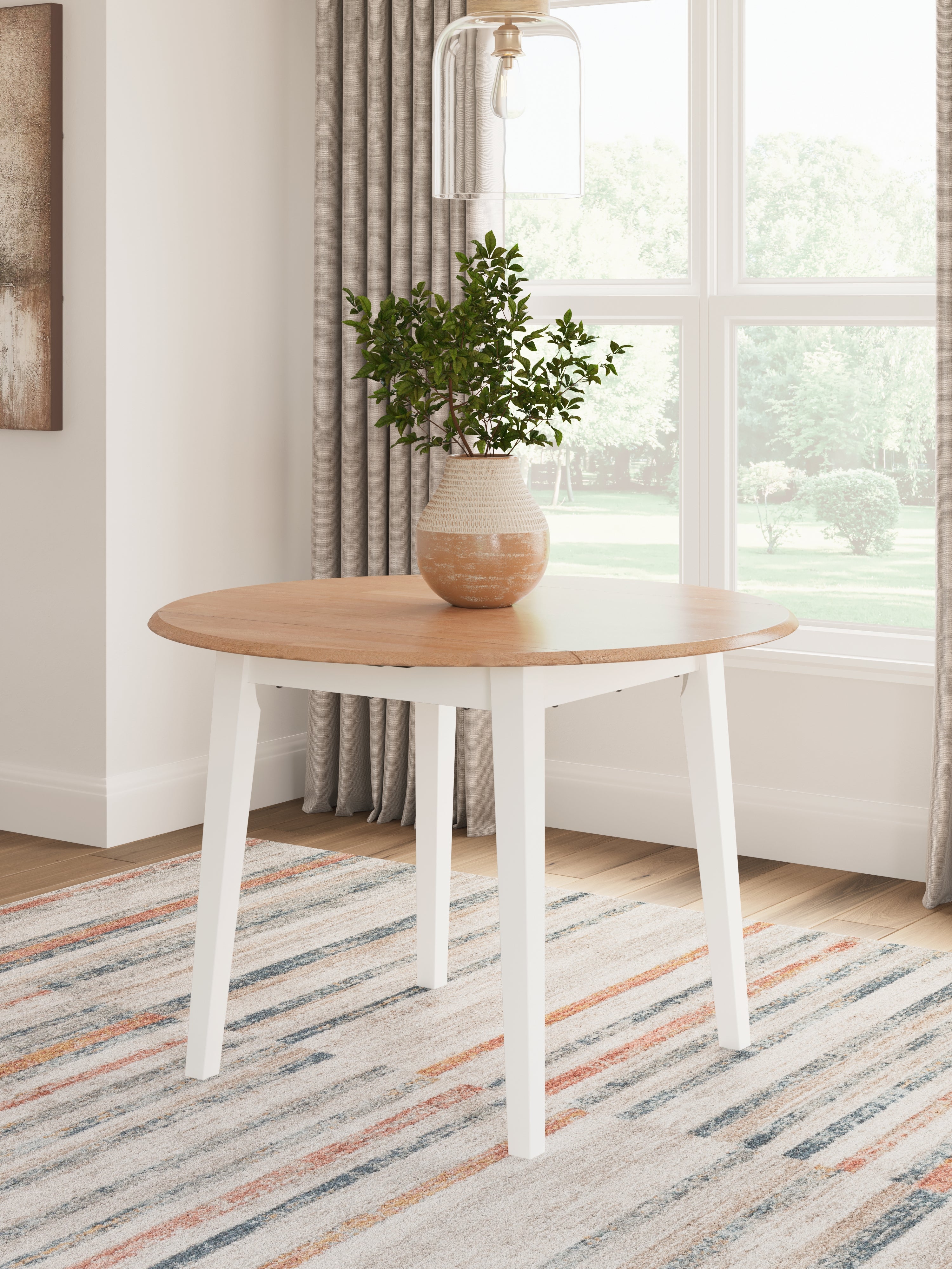 Floridian Furniture - Ashley Furniture - Gesthaven Dining Room - Round DRM Drop Leaf Table / Natural/White - D398-15