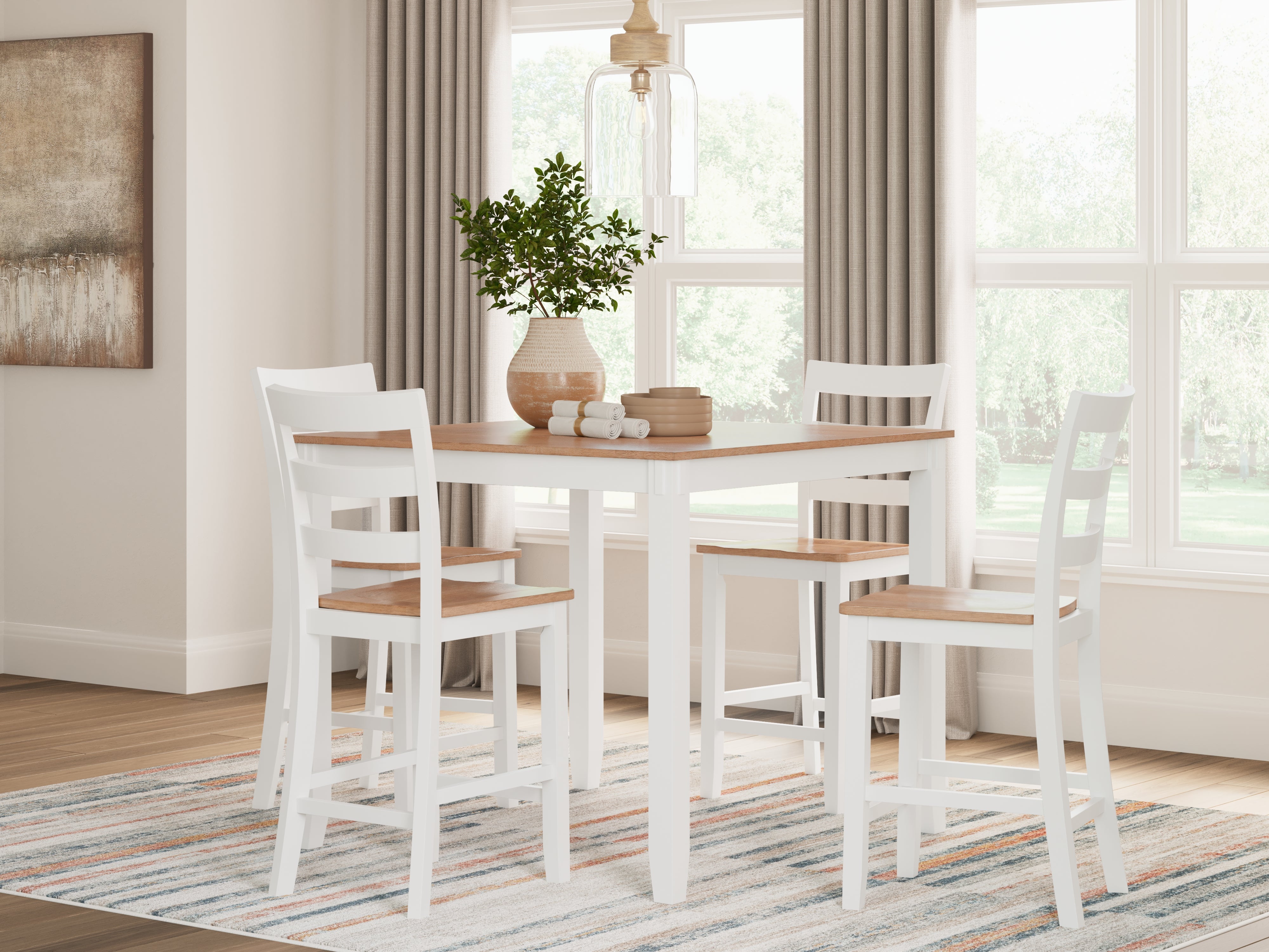 Floridian Furniture - Ashley Furniture - Gesthaven Dining Room - DRM Counter Table Set (5/CN) / Natural/White - D398-223