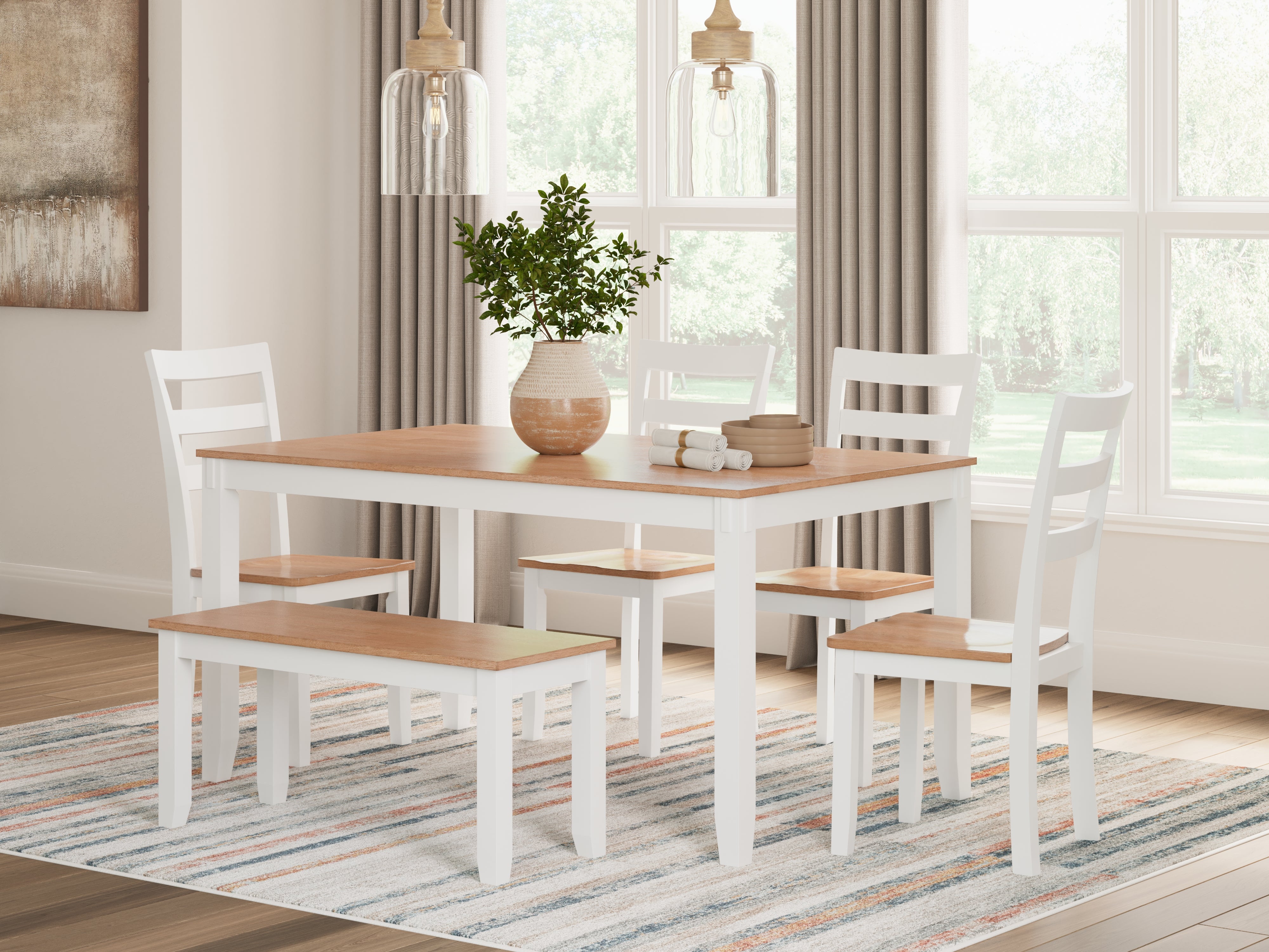 Floridian Furniture - Ashley Furniture - Gesthaven Dining Room - Dining Room Table Set (6/CN) / Natural/White - D398-325