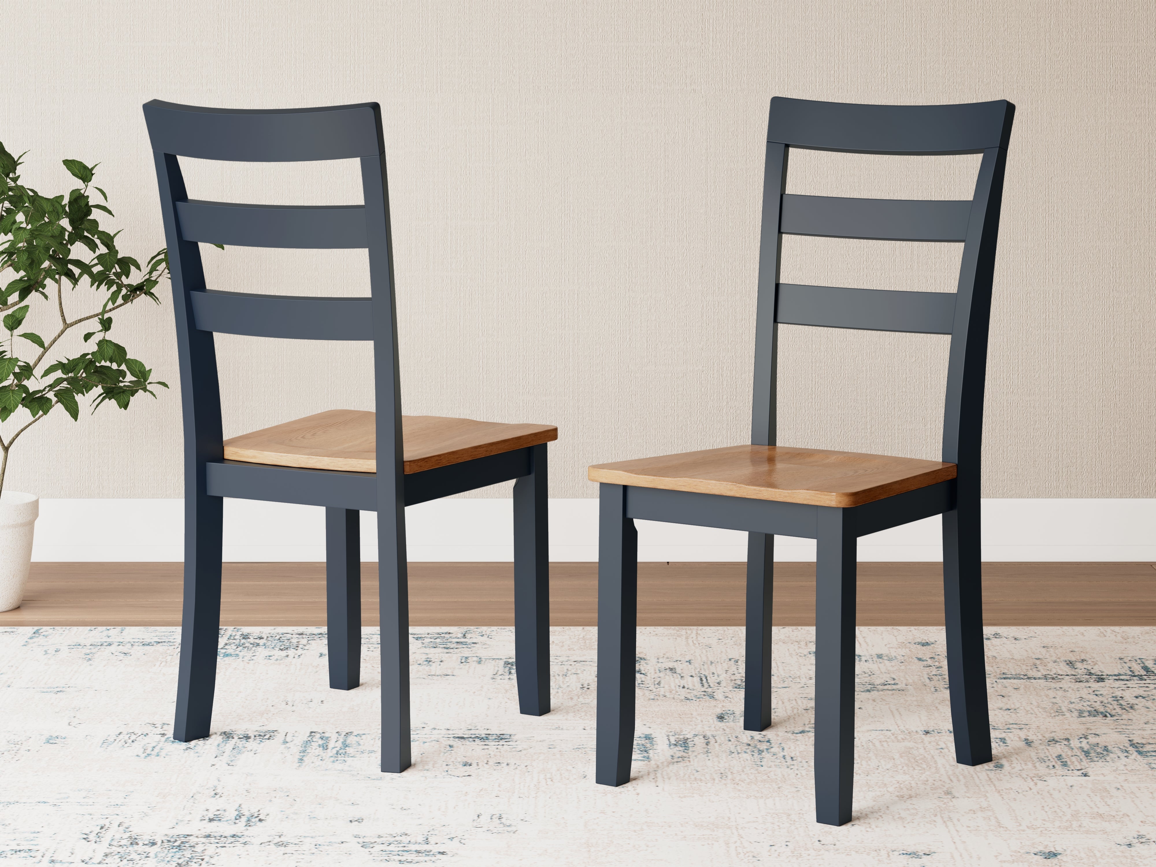 Floridian Furniture - Ashley Furniture - Gesthaven Dining Room - Dining Chair (Set of 2) / Natural/Blue - D399-01X2