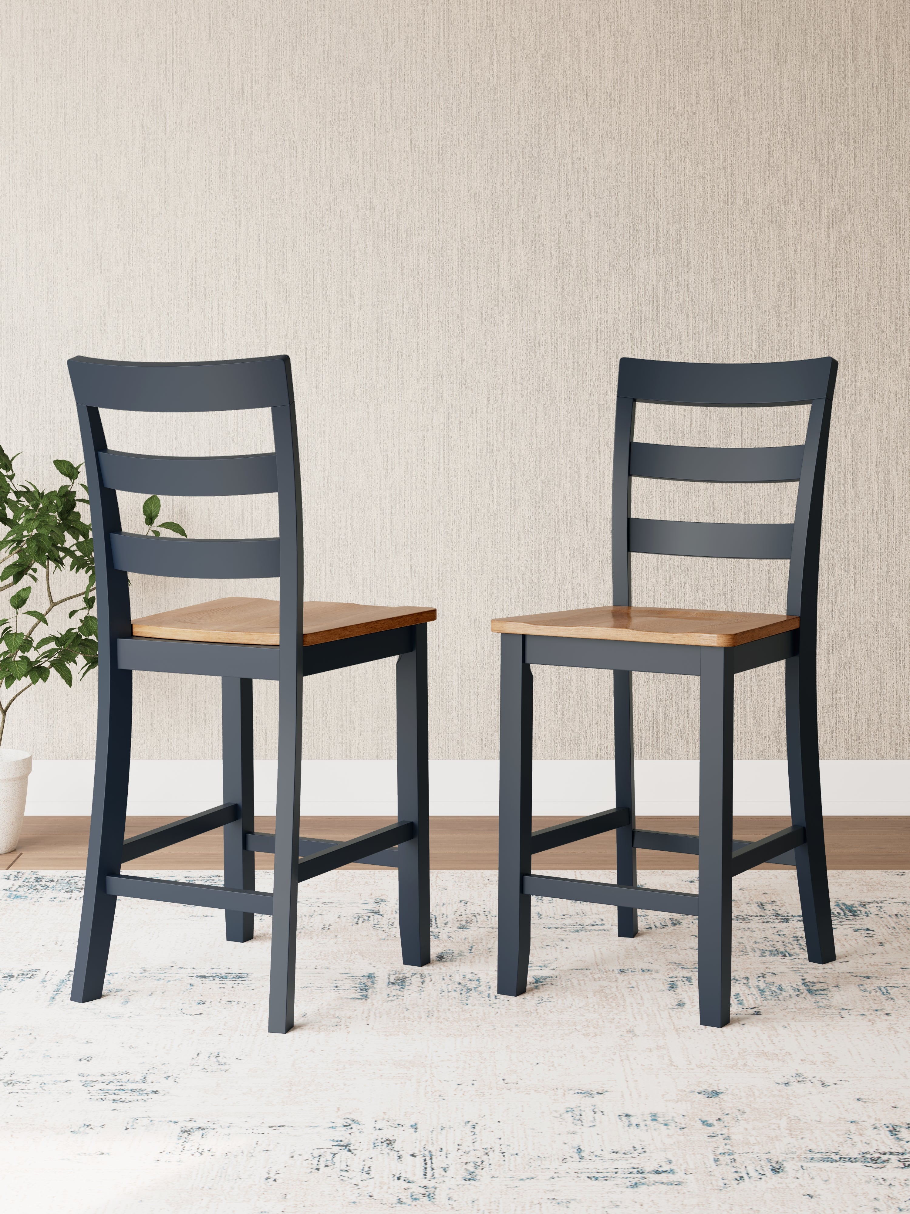 Floridian Furniture - Ashley Furniture - Gesthaven Dining Room - Counter Height Barstool (Set of 2) / Natural/Blue - D399-124X2
