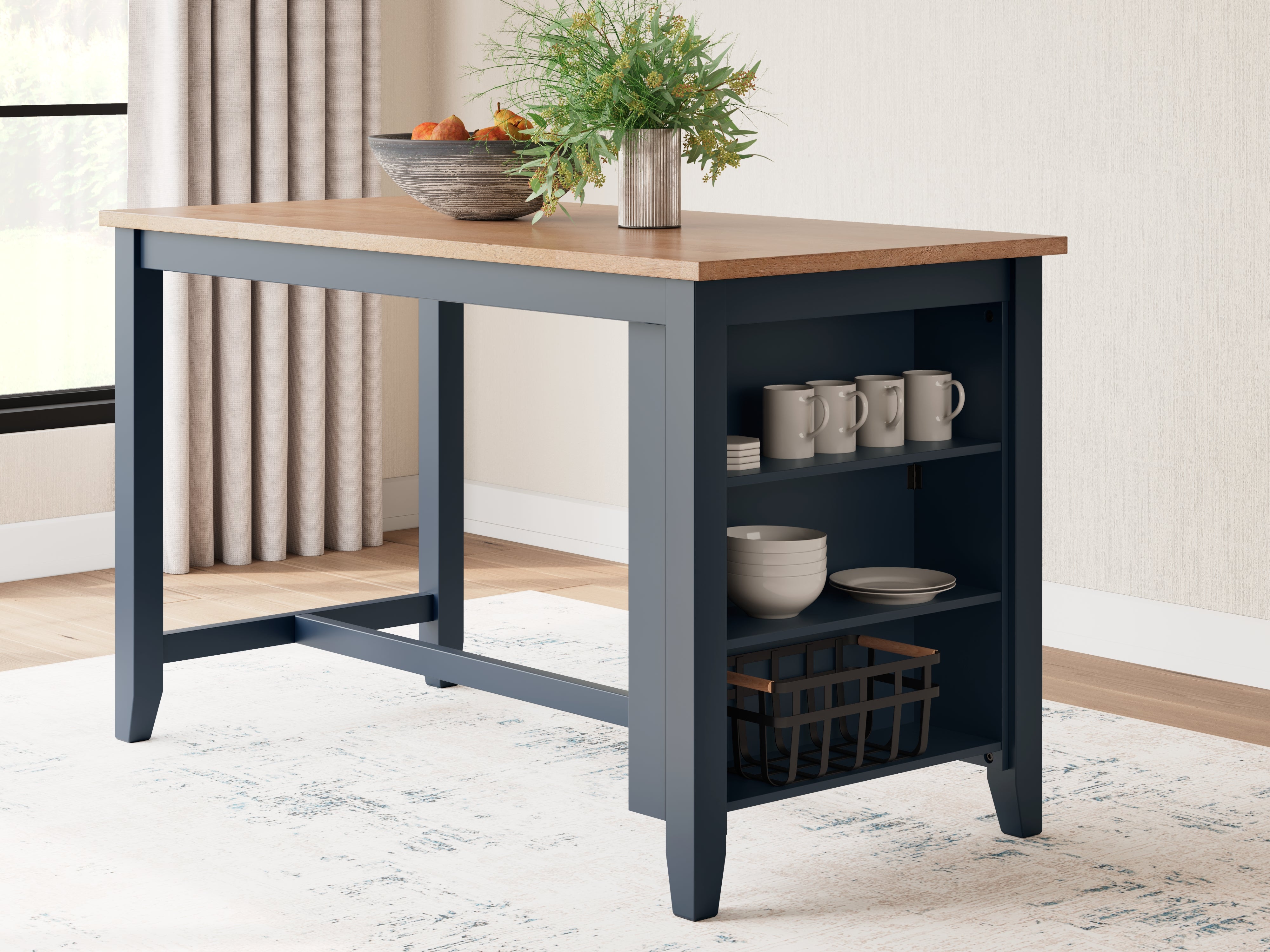Floridian Furniture - Ashley Furniture - Gesthaven Dining Room - RECT Dining Room Counter Table / Natural/Blue - D399-13