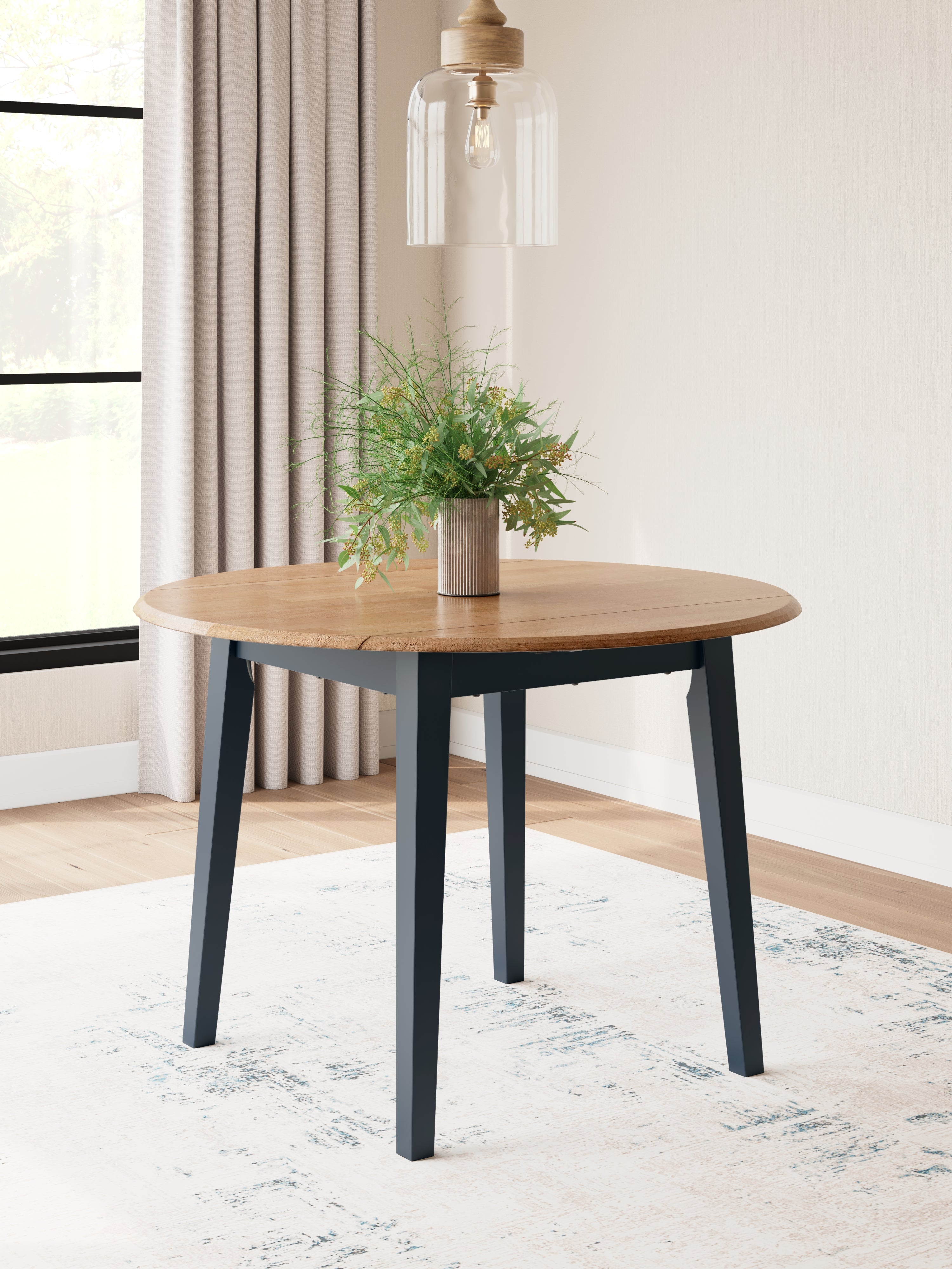 Floridian Furniture - Ashley Furniture - Gesthaven Dining Room - Round DRM Drop Leaf Table / Natural/Blue - D399-15