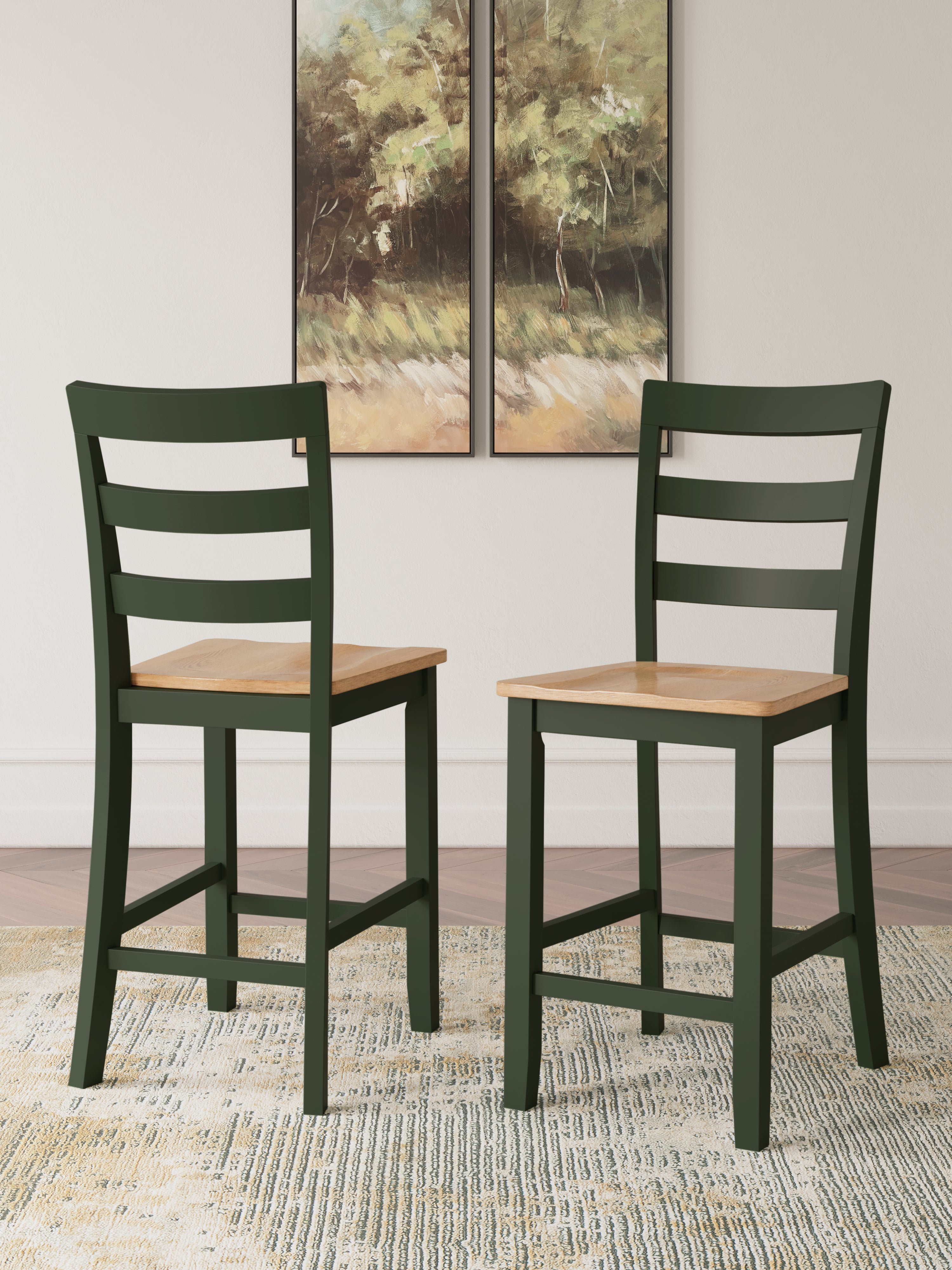 Floridian Furniture - Ashley Furniture - Gesthaven Dining Room - Counter Height Barstool (Set of 2) / Natural/Green - D401-124X2