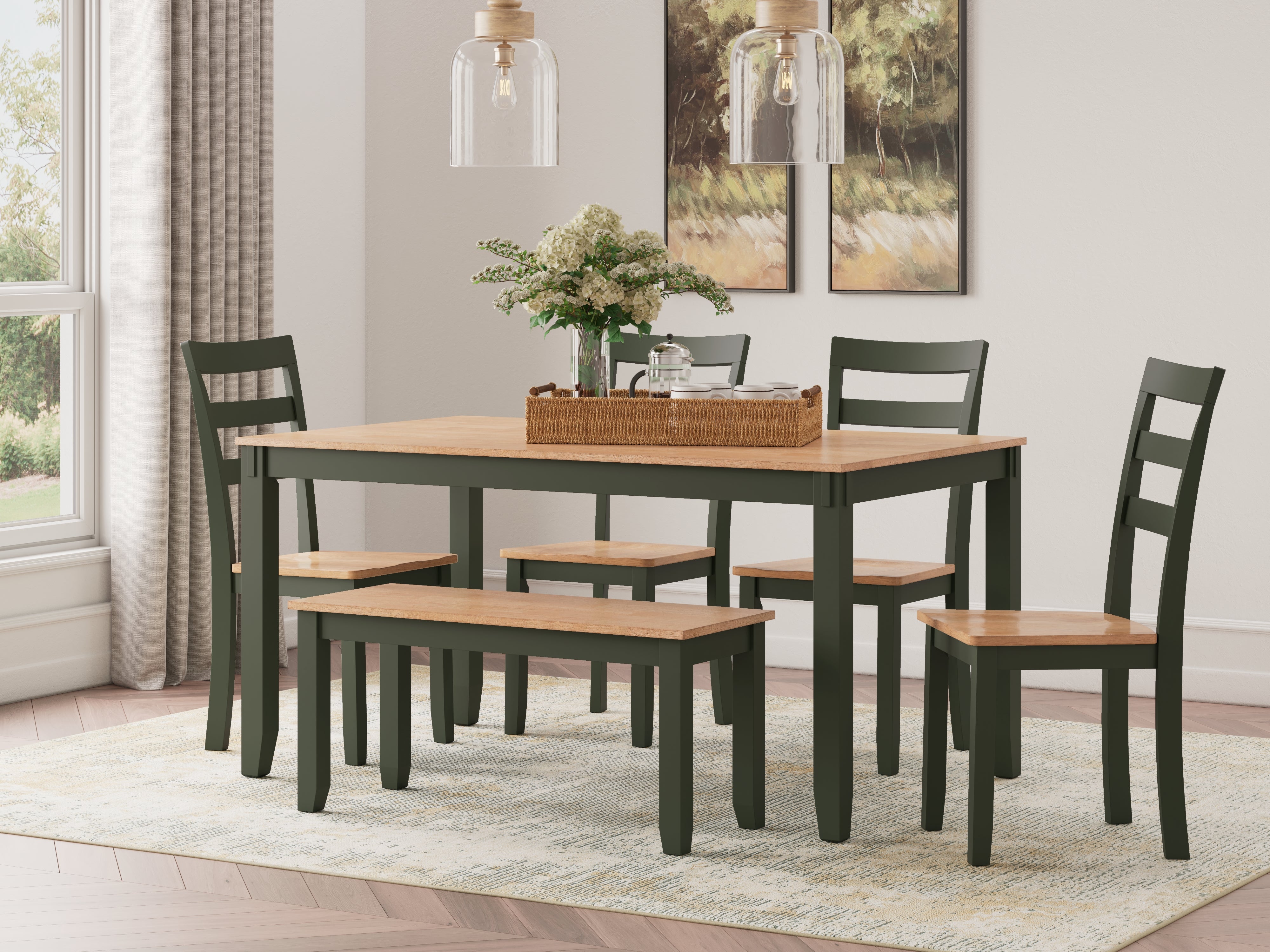 Floridian Furniture - Ashley Furniture - Gesthaven Dining Room - Dining Room Table Set (6/CN) / Natural/Green - D401-325