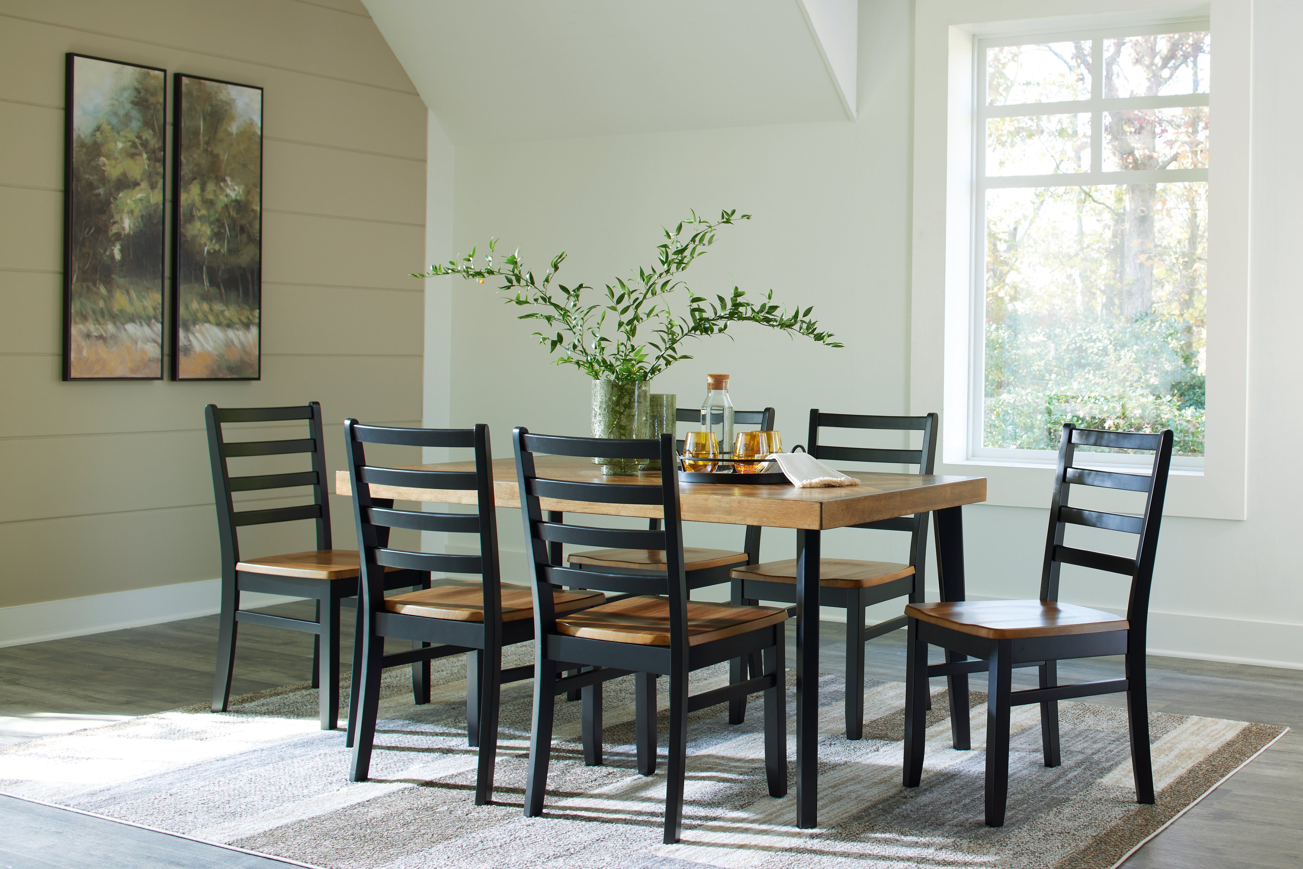 Floridian Furniture - Ashley Furniture - Blondon Dining Room - RECT DRM Table Set (7/CN) / Brown/Black - D413-425