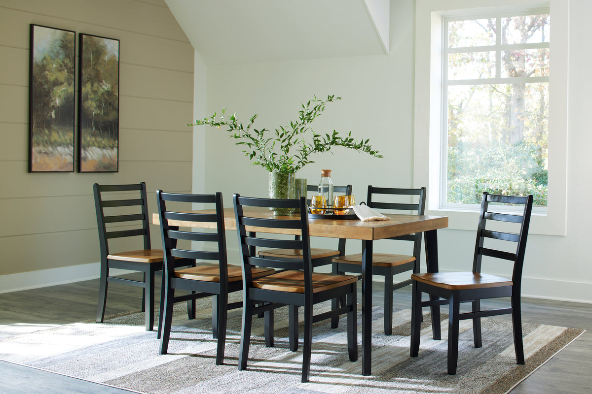 Floridian Furniture - Ashley Furniture - Blondon Dining Room - RECT DRM Table Set (7/CN) / Brown/Black - D413-425