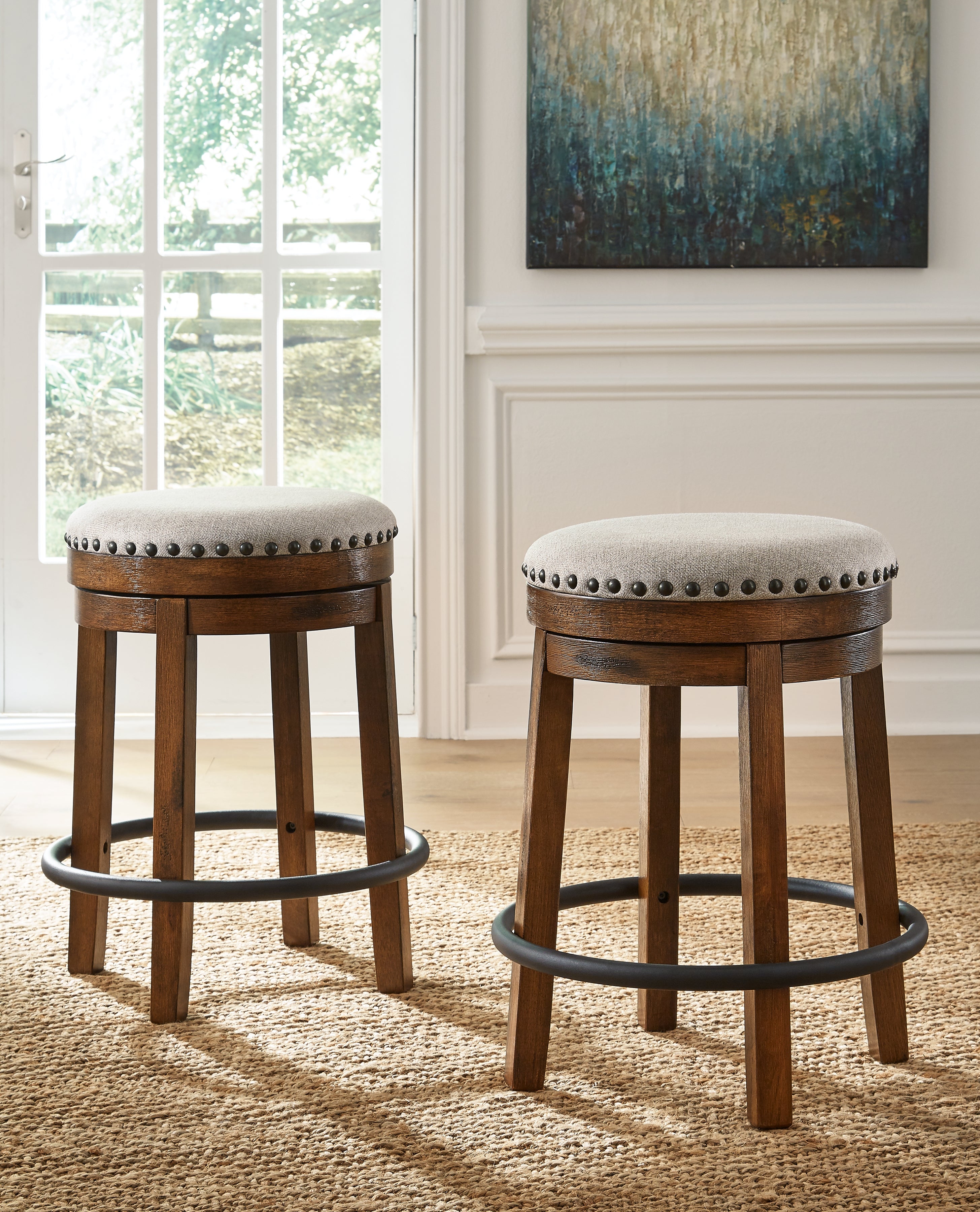 Floridian Furniture - Ashley Furniture - Valebeck Dining Room - UPH Swivel Stool (1/CN) / Brown/Black - D546-124