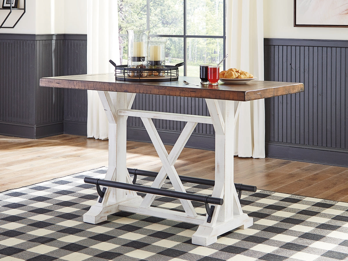Floridian Furniture - Ashley Furniture - Valebeck Dining Room - RECT Dining Room Counter Table / White/Brown - D546-13