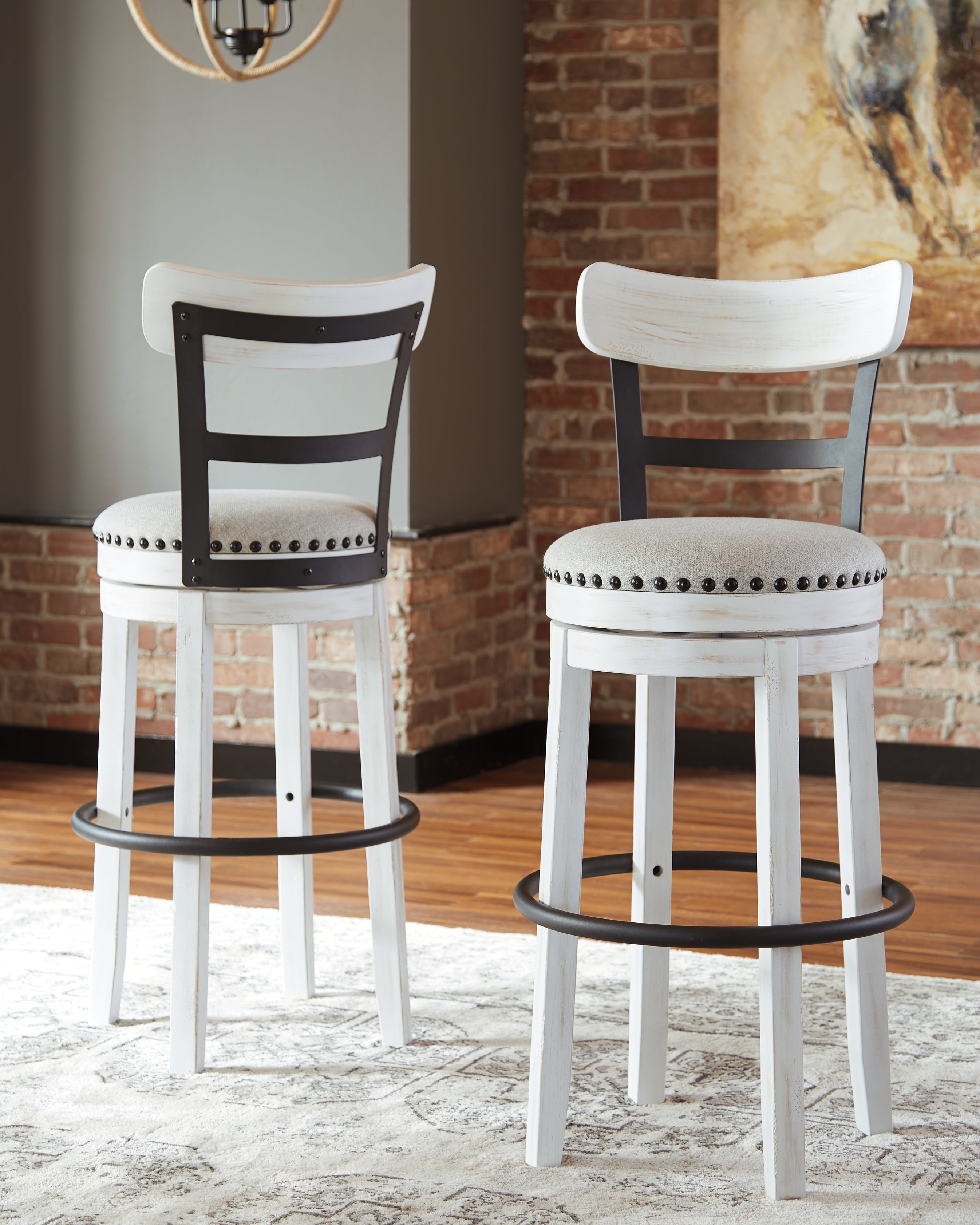 Floridian Furniture - Ashley Furniture - Valebeck Dining Room - Tall UPH Swivel Barstool(1/CN) / White - D546-530