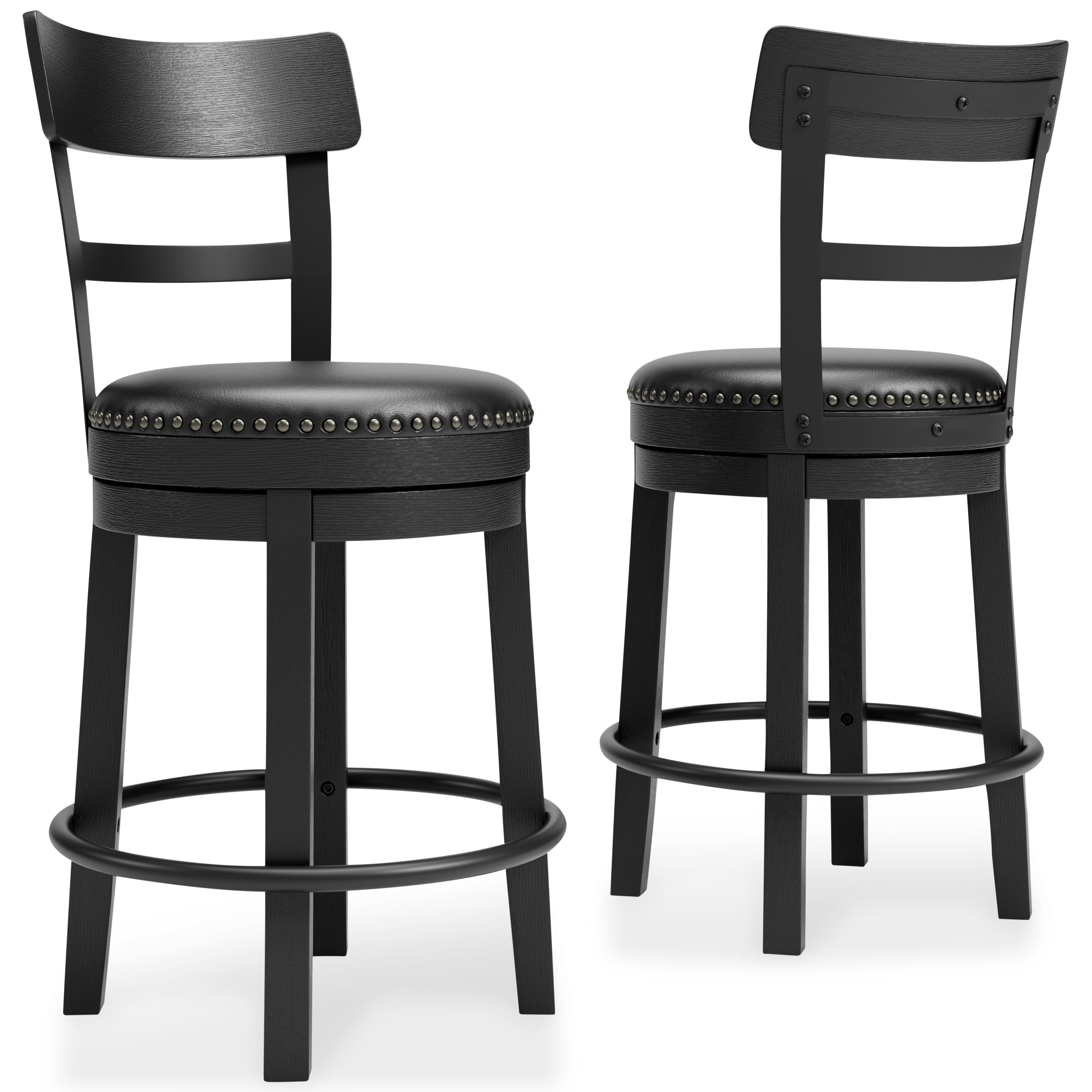 Floridian Furniture - Ashley Furniture - Valebeck Dining Room - UPH Swivel Barstool (1/CN) / Black - D546-624