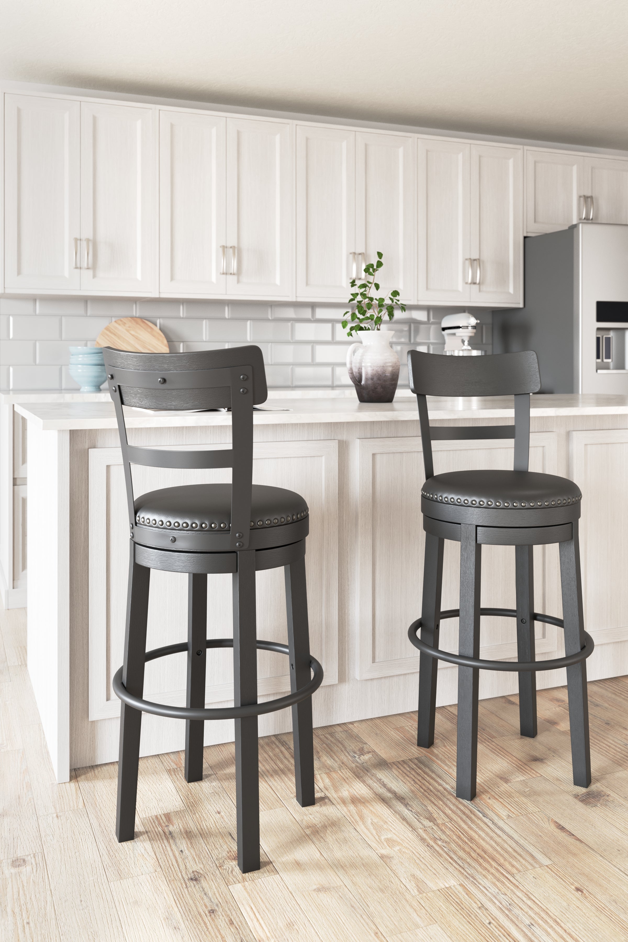 Floridian Furniture - Ashley Furniture - Valebeck Dining Room - Tall UPH Swivel Barstool(1/CN) / Black - D546-630
